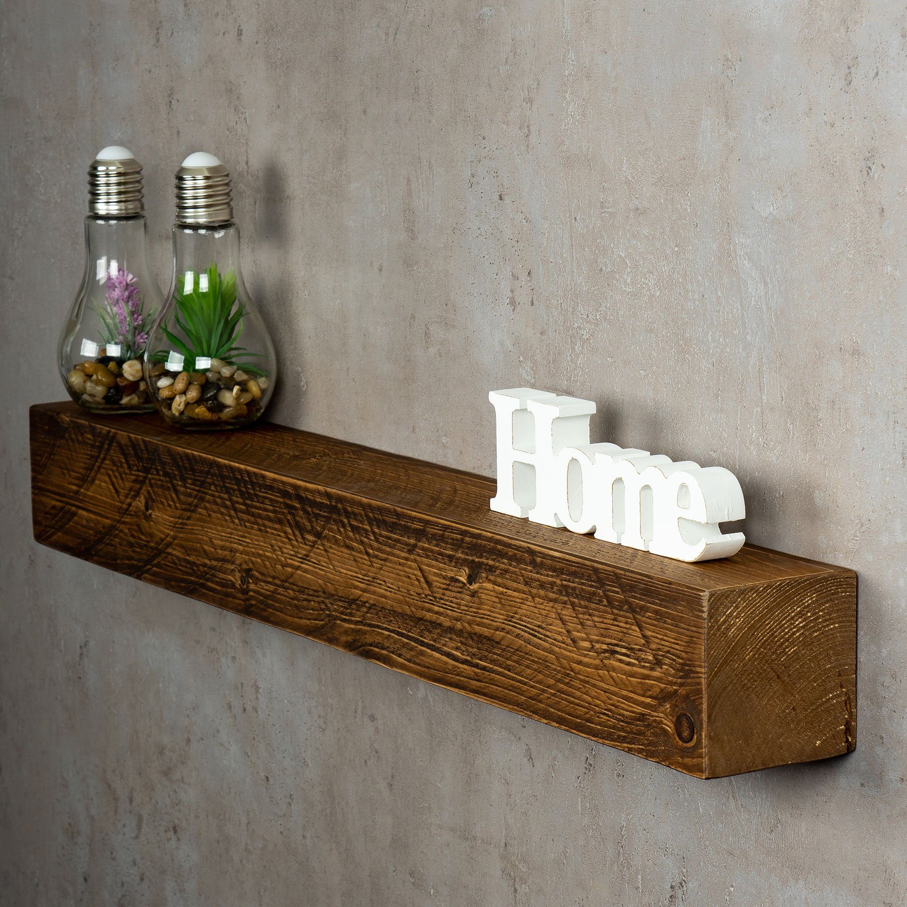 Levandeo® Wandregal, levandeo Wandregal Holz Massiv 80x10cm Nussbaum Farbig günstig online kaufen