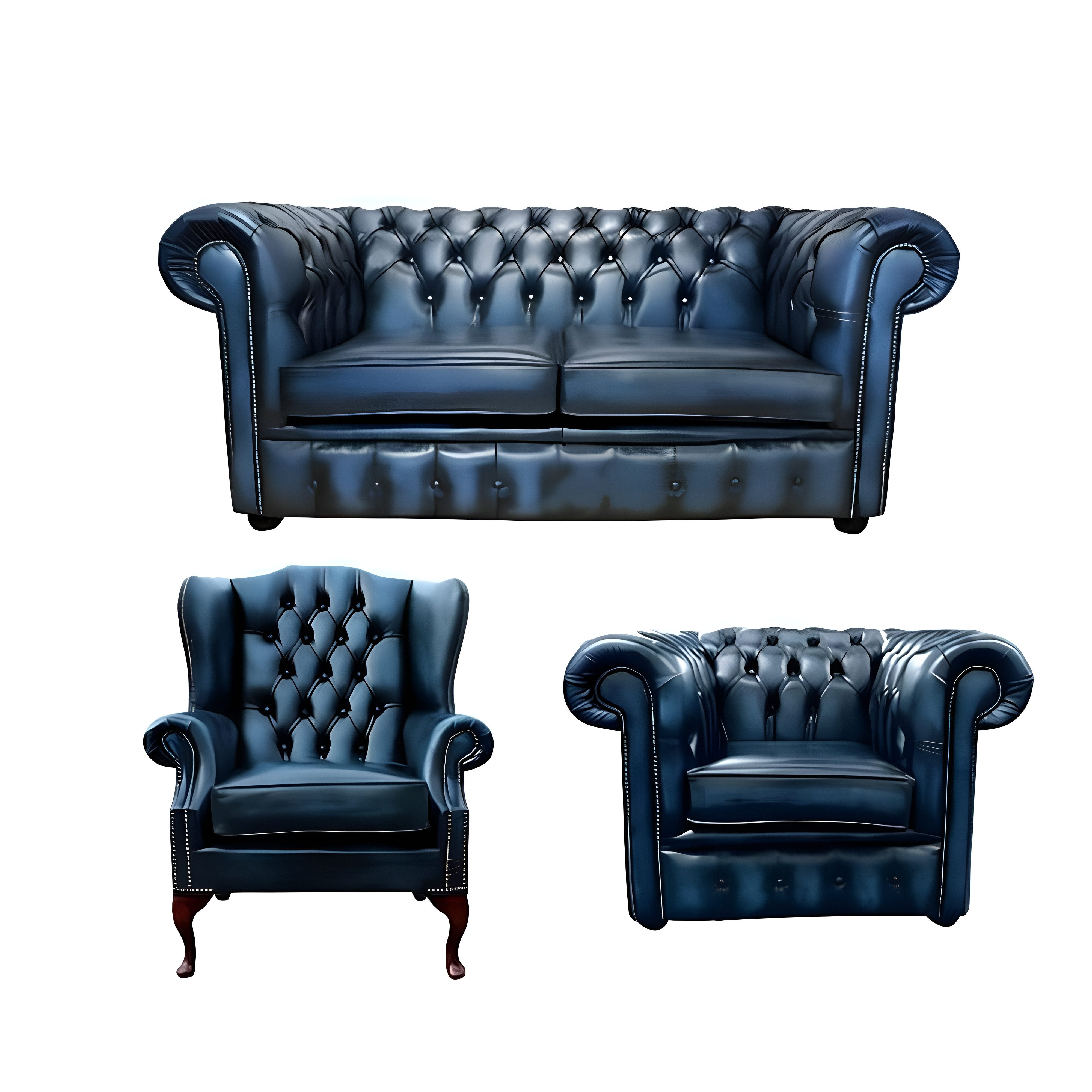 Xlmoebel Chesterfield-Sofa Wohnzimmer-Set im Chesterfield-Stil – Sofa, Polstermöbel & Ohrensessel, 3 Teile, Hergestellt in Europa