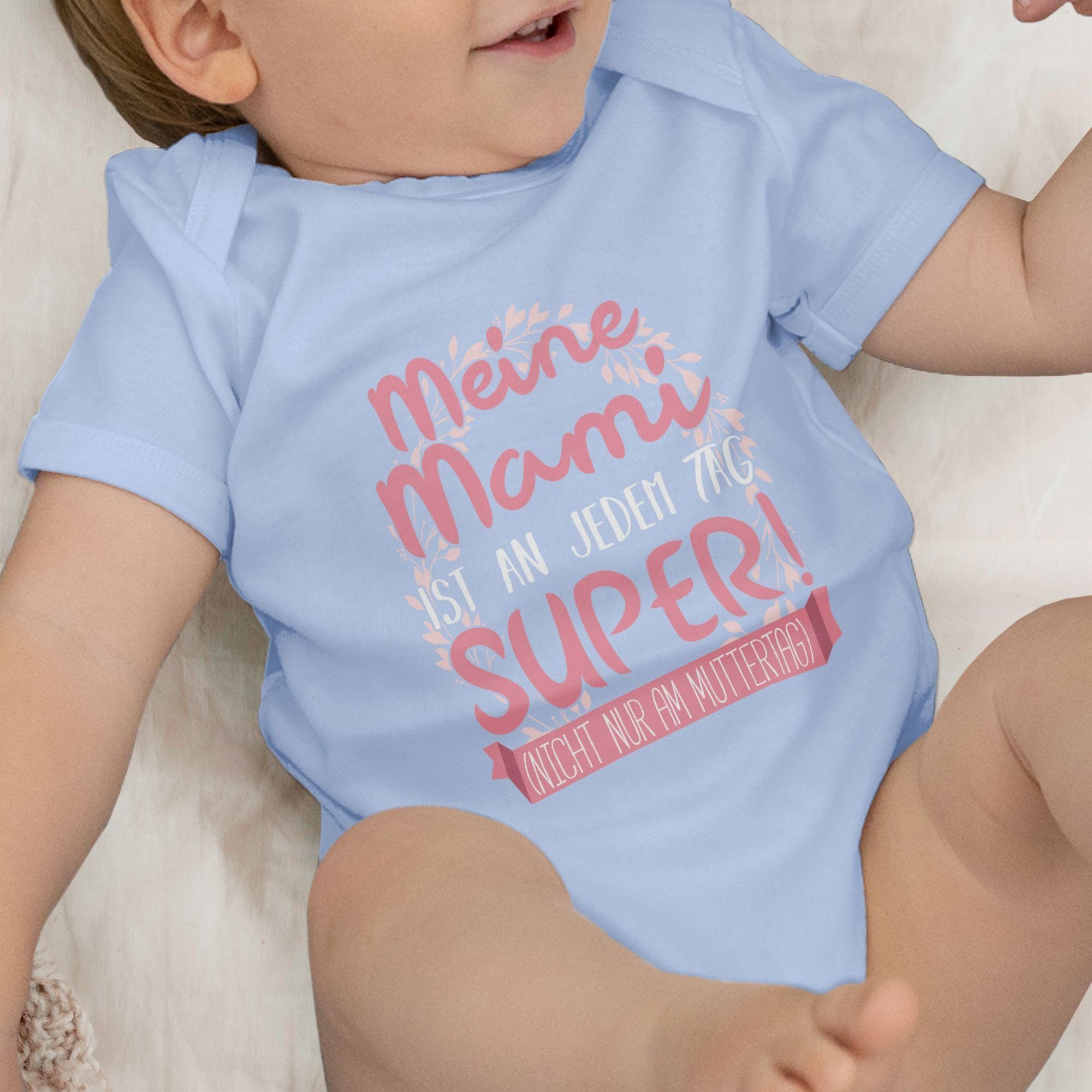 Meine ist super Muttertagsgeschenk 1 Shirtbody an Mami Babyblau Shirtracer (1-tlg) Tag jedem