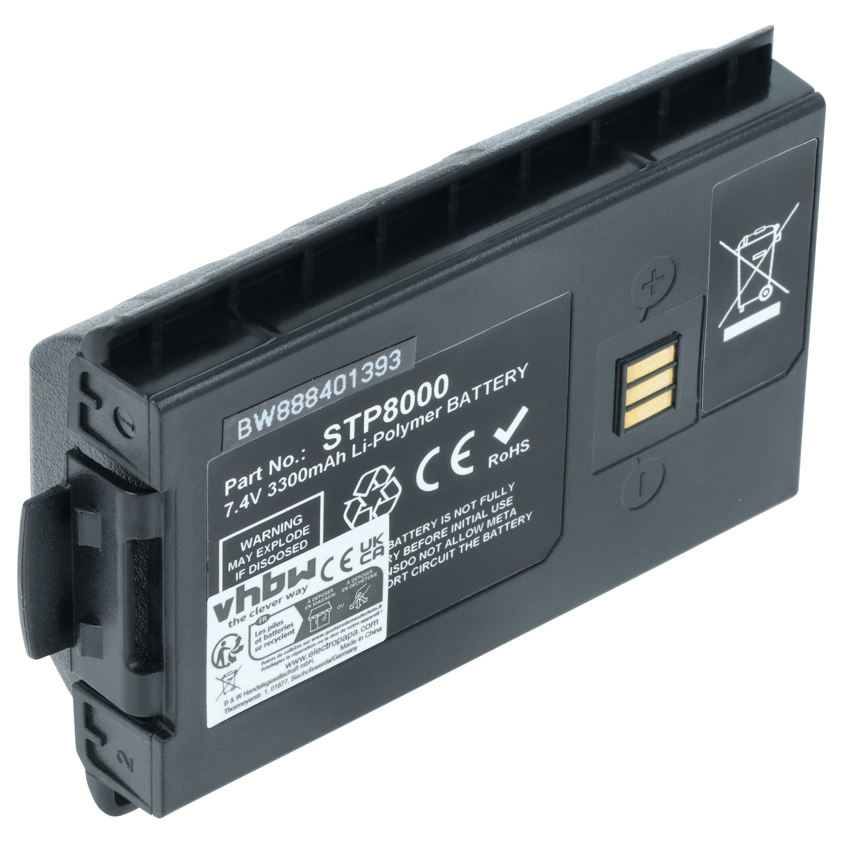 vhbw Akku passend für Simoco-Sepura Tetra STP8080, STP8030, STP8000, Akku Akku Li-Ion 3300 mAh (7,4 V, 1 St), Leistungsfähiger Austausch-Akku für Ihr Funkgerät, Walkie-Talkie
