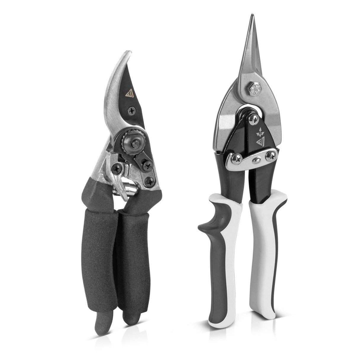 STAHLWERK Blechschere 2 teiliges Scheren Set Gartenschere Metallschere Blechschere