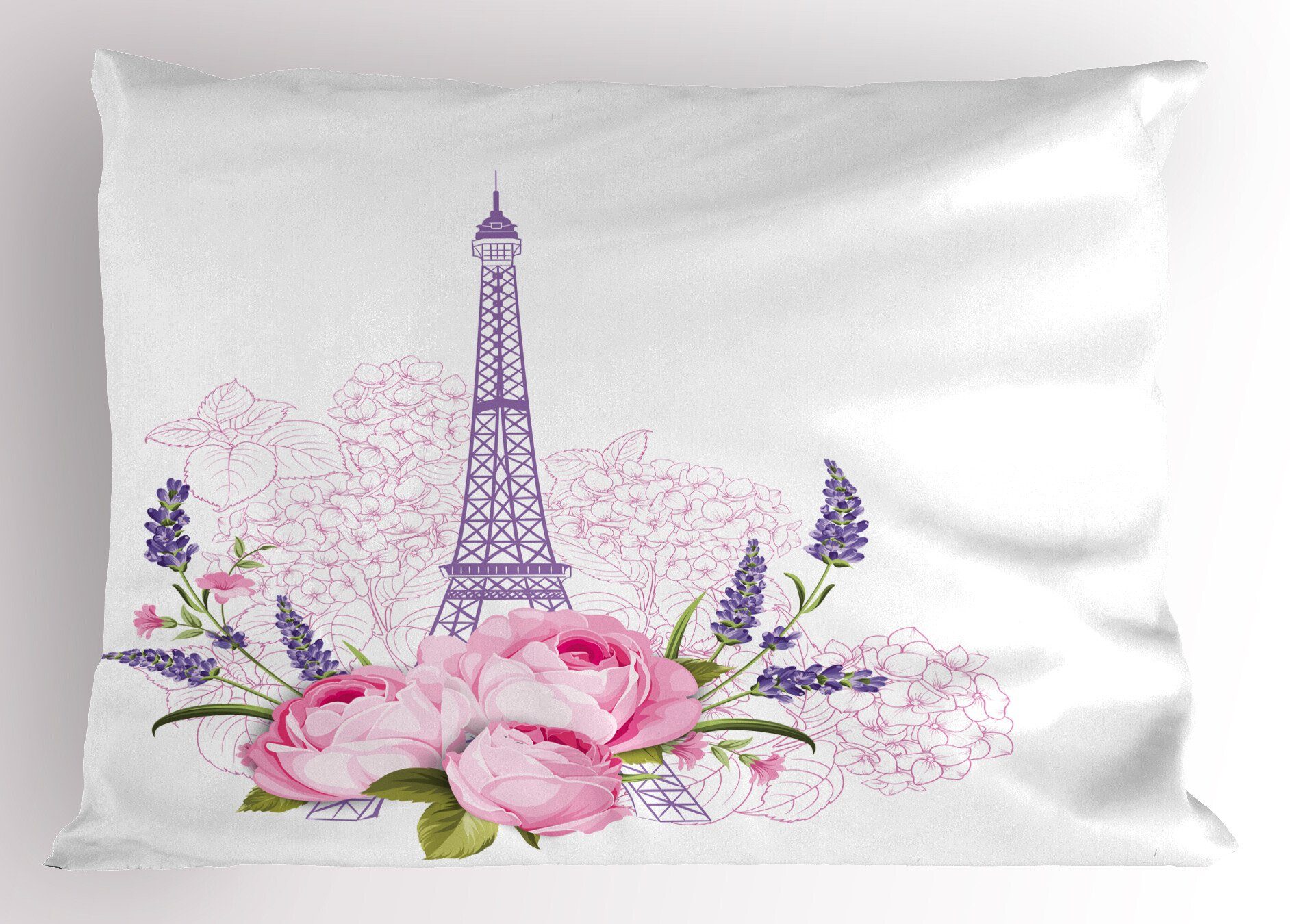 Flora Queen Kissenbezüge Gedruckter Abakuhaus Blumen Size Stück), (1 Dekorativer Eiffelturm Kopfkissenbezug, Frühling