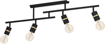 EGLO Deckenleuchte LURONE, Leuchtmittel wechselbar, ohne Leuchtmittel, Deckenleuchte in schwarz und messing aus Stahl - exkl. E27 - 10W