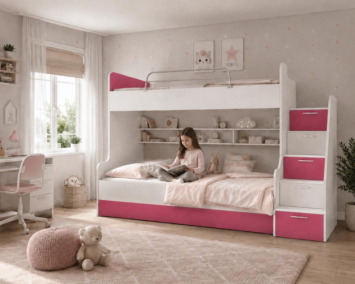 Xlmoebel Etagenbett DOPPELSTOCKBETT "HOCHGLANZ" KINDER ETAGENBETT SOFORT (Etagenbett, 1-St., Etagenbett), Made in Europa