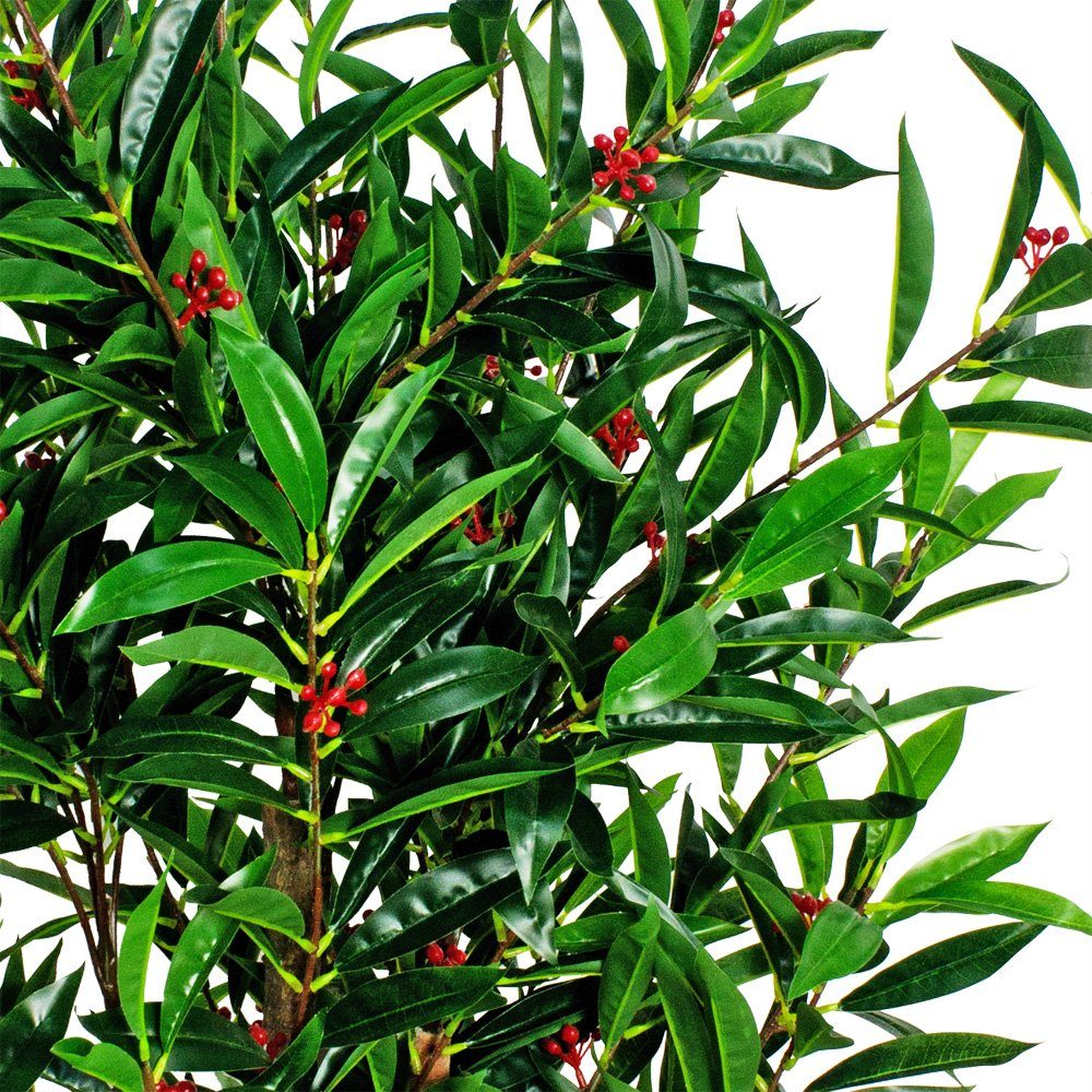 Kunstpflanze Kirschlorbeer Kunstpflanze 120cm Künstliche Naturholz Decovego, Kunstbaum Pflanze Decovego