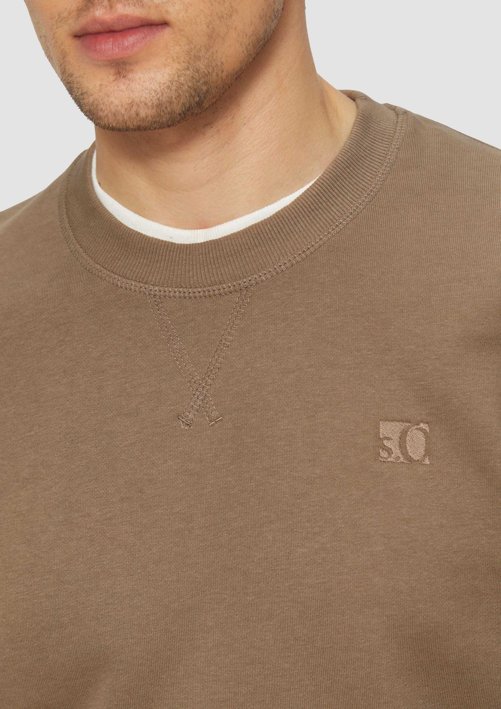 s.Oliver Sweatshirt Sweatshirt Crew Neck-Sweatshirt aus Baumwollmix mit Logo-Stickerei