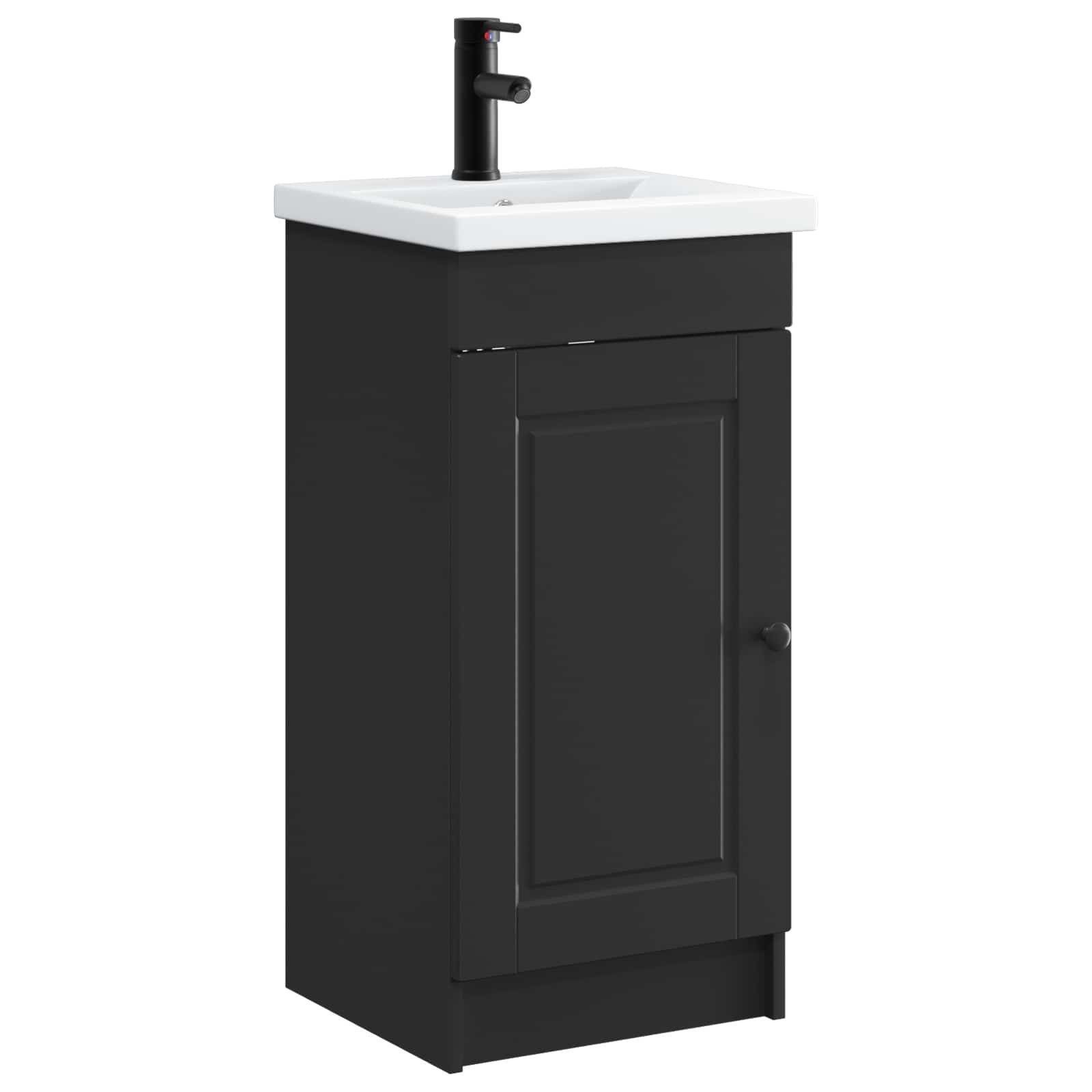 Badezimmerspiegelschrank Badezimmerschrank mit Waschbecken Schwarz 42 x 40 x 84,5 cm