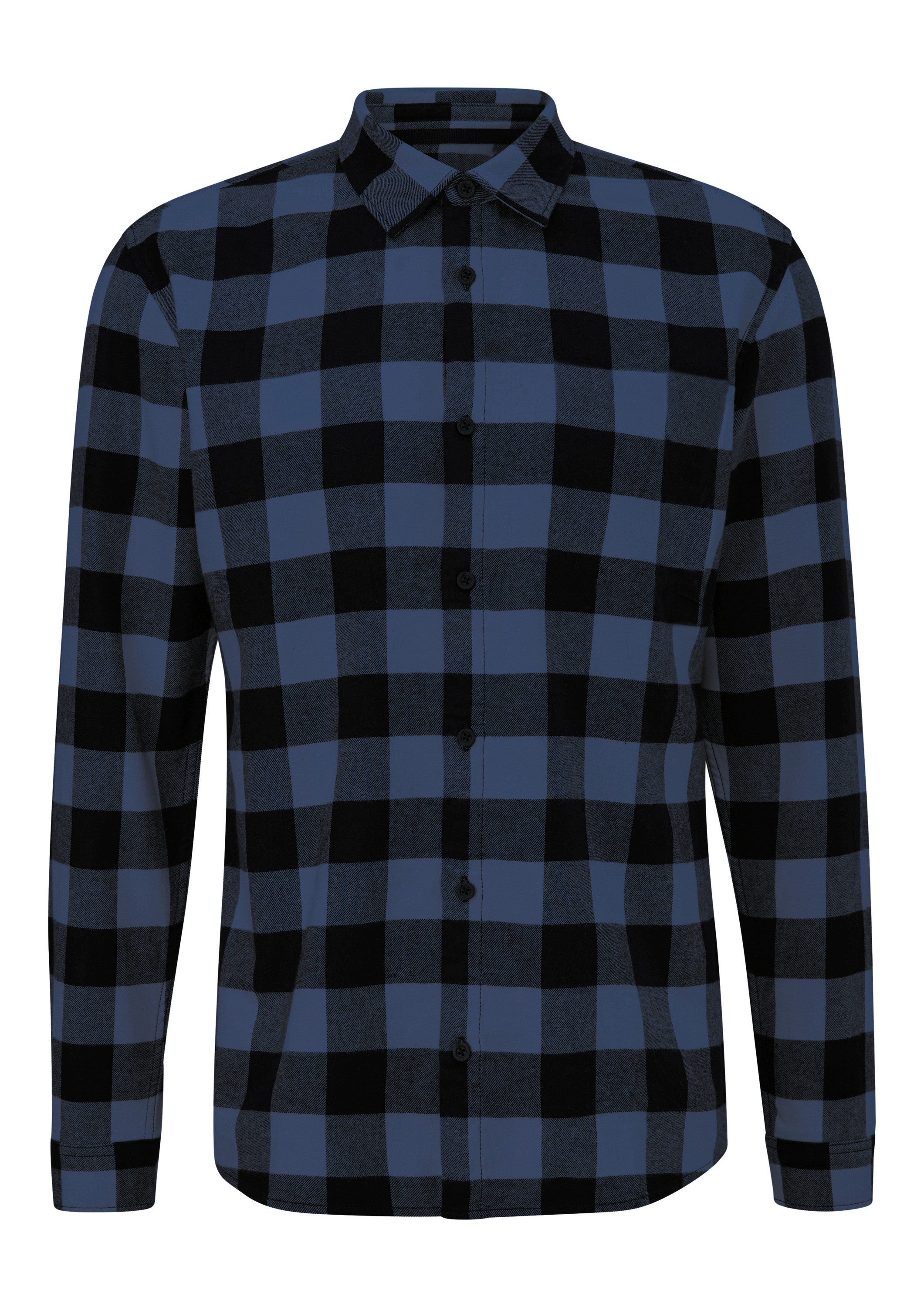 QS Langarmhemd Hemd Regular Fit: Flanellhemd mit Kentkragen günstig online kaufen