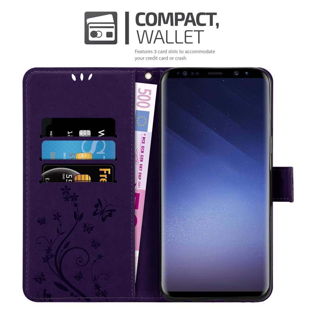 Cadorabo Handyhülle für Samsung Galaxy S9 Hülle Samsung Galaxy S9, Hülle Schutzhülle Blumen Flower mit Standfunktion Kartenfach Magnet
