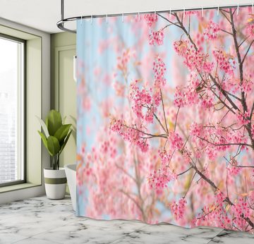 Abakuhaus Duschvorhang Moderner Digitaldruck mit 12 Haken auf Stoff Wasser Resistent Breite 175 cm, Höhe 180 cm, Blumen Japanische Sakura Kirsche