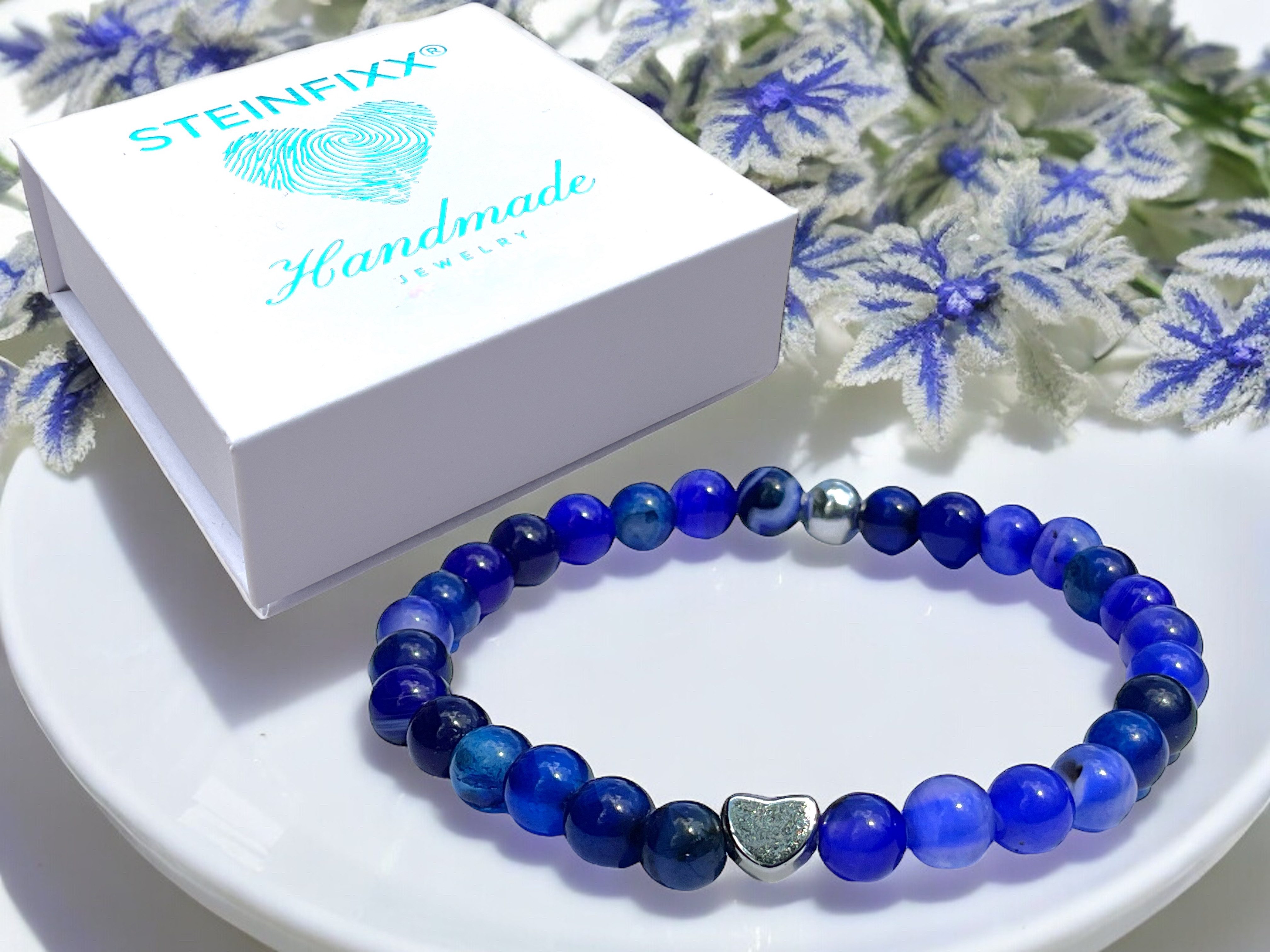 Steinfixx® Perlenarmband Edelsteinarmband aus royalblauem Achat günstig online kaufen