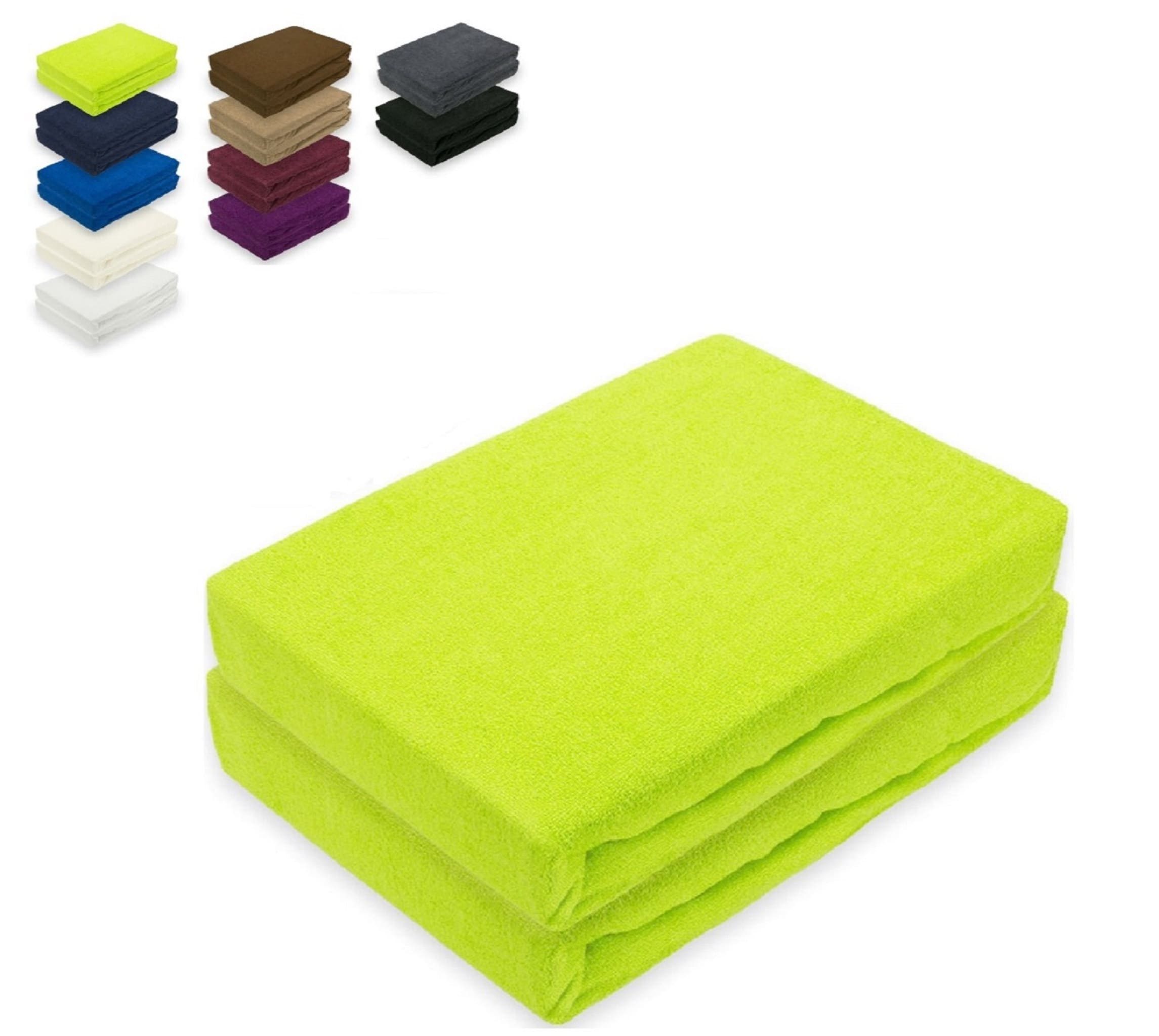 EXKLUSIV HEIMTEXTIL Spannbettlaken Doppelpack Frottee Spannbettlaken Apfelgrün, Frottee, Gummizug: rundum, (2 Stück)