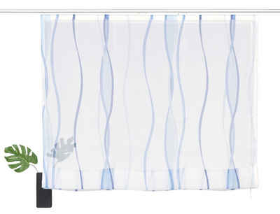 Raffrollo Dimona, my home, mit Klettschiene, Transparent, Voile, Polyester, Wellen