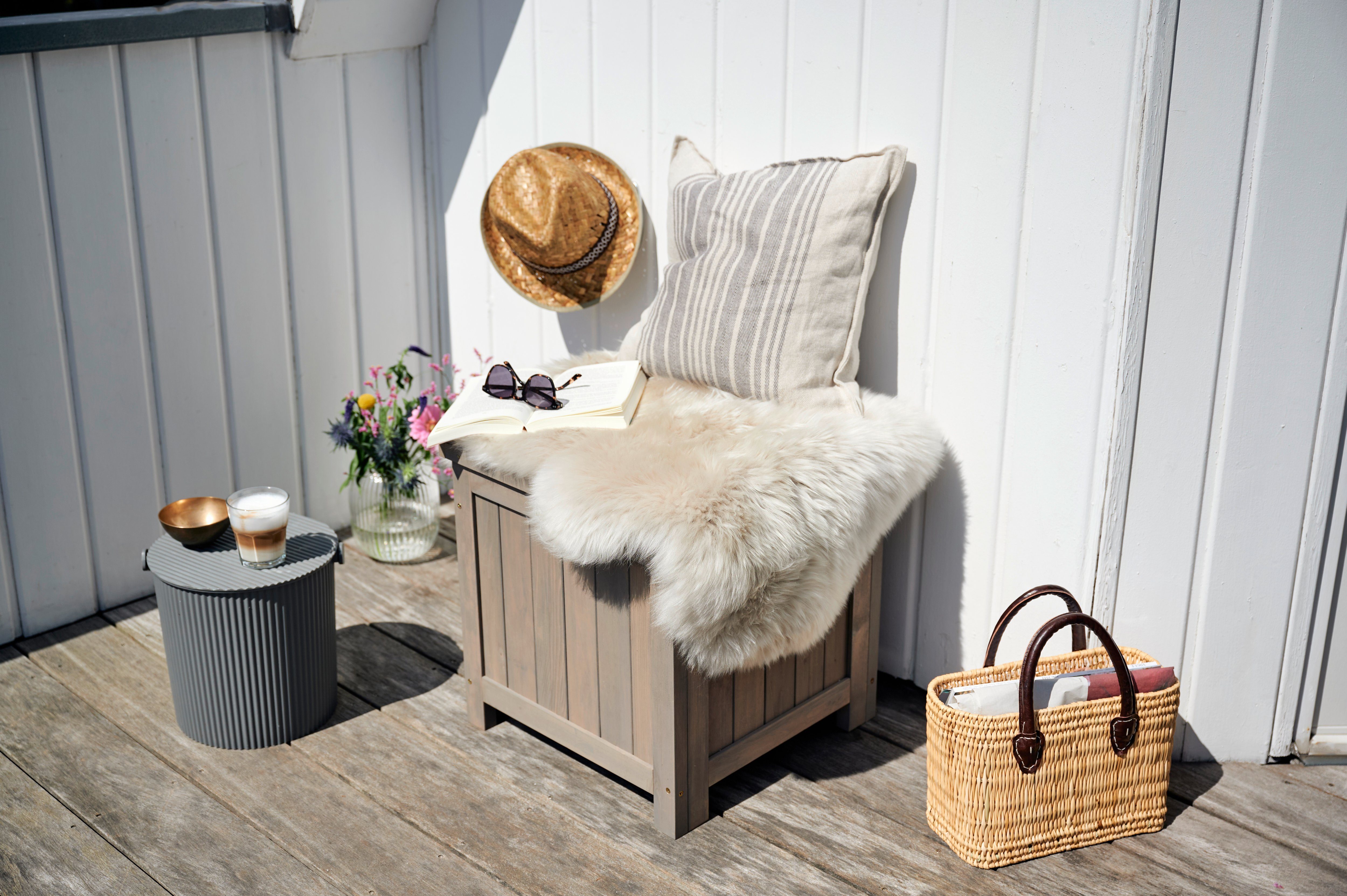 BUTENKIST Gartenbox HILLE, Aufbewahrung aus Holz, Kiste, Balkonbox, für Balkon, Garten, Terrasse