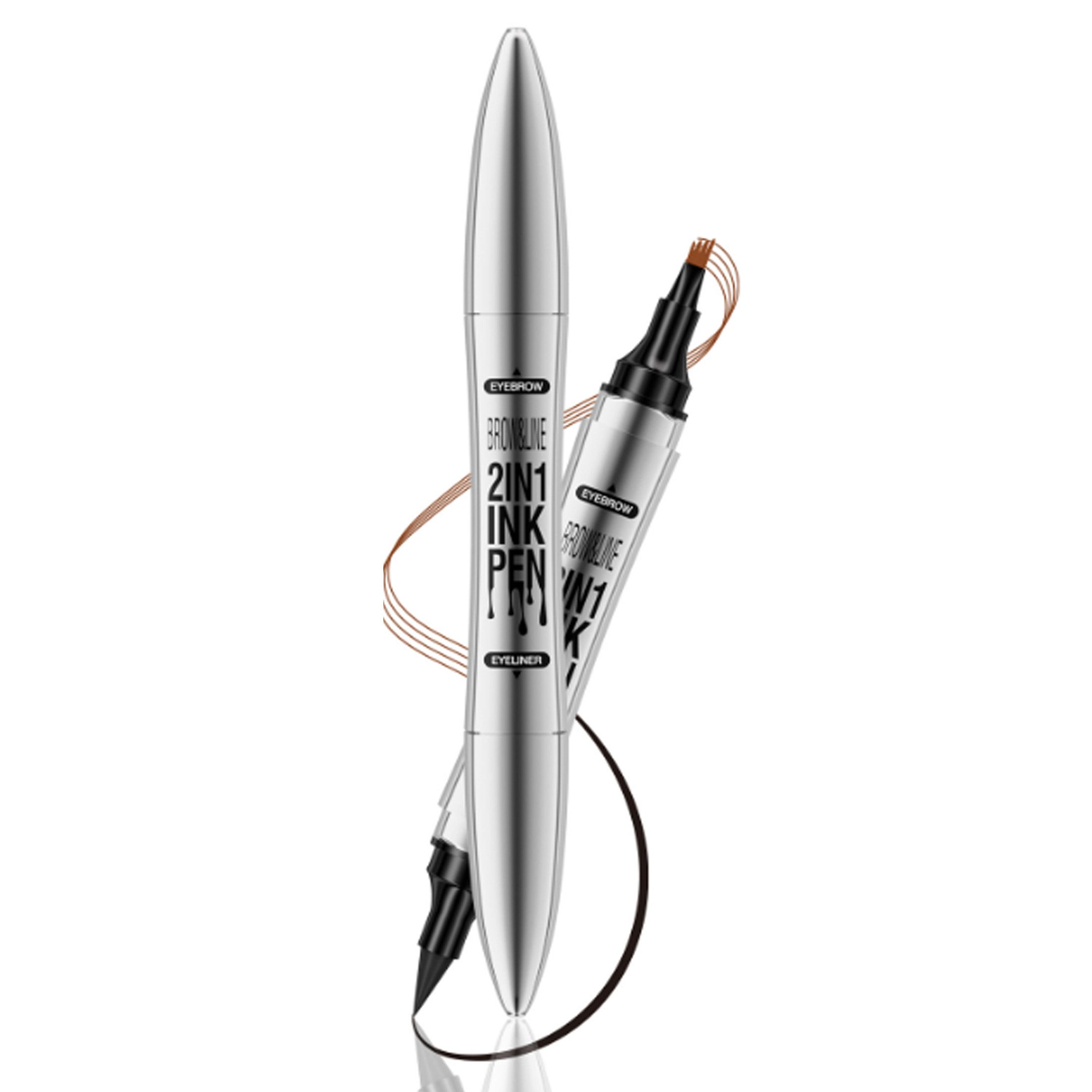 KINSI Augenbrauen-Stift 2-in-1 Doppelender Make-Up Stift: Eyeliner & Augenbrauenstift, Präzises Schminken mit ergonomischer Spitze,wasserfest