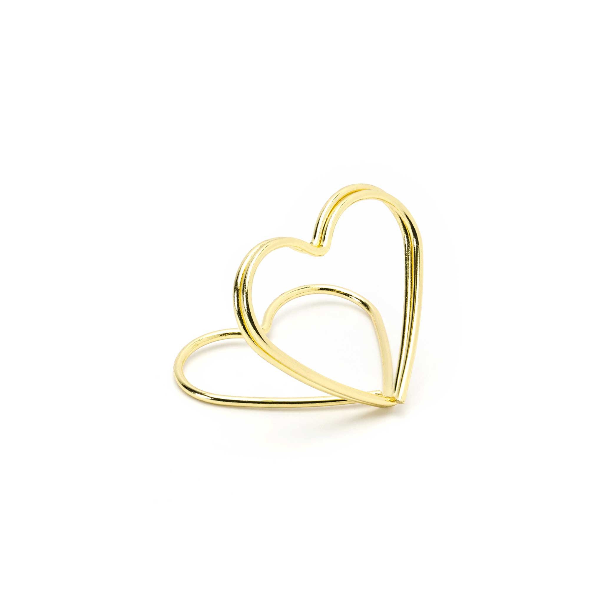 partydeco Tischkartenhalter, Tischkartenhalter Herz 2,5cm Metall gold, 10 Stück