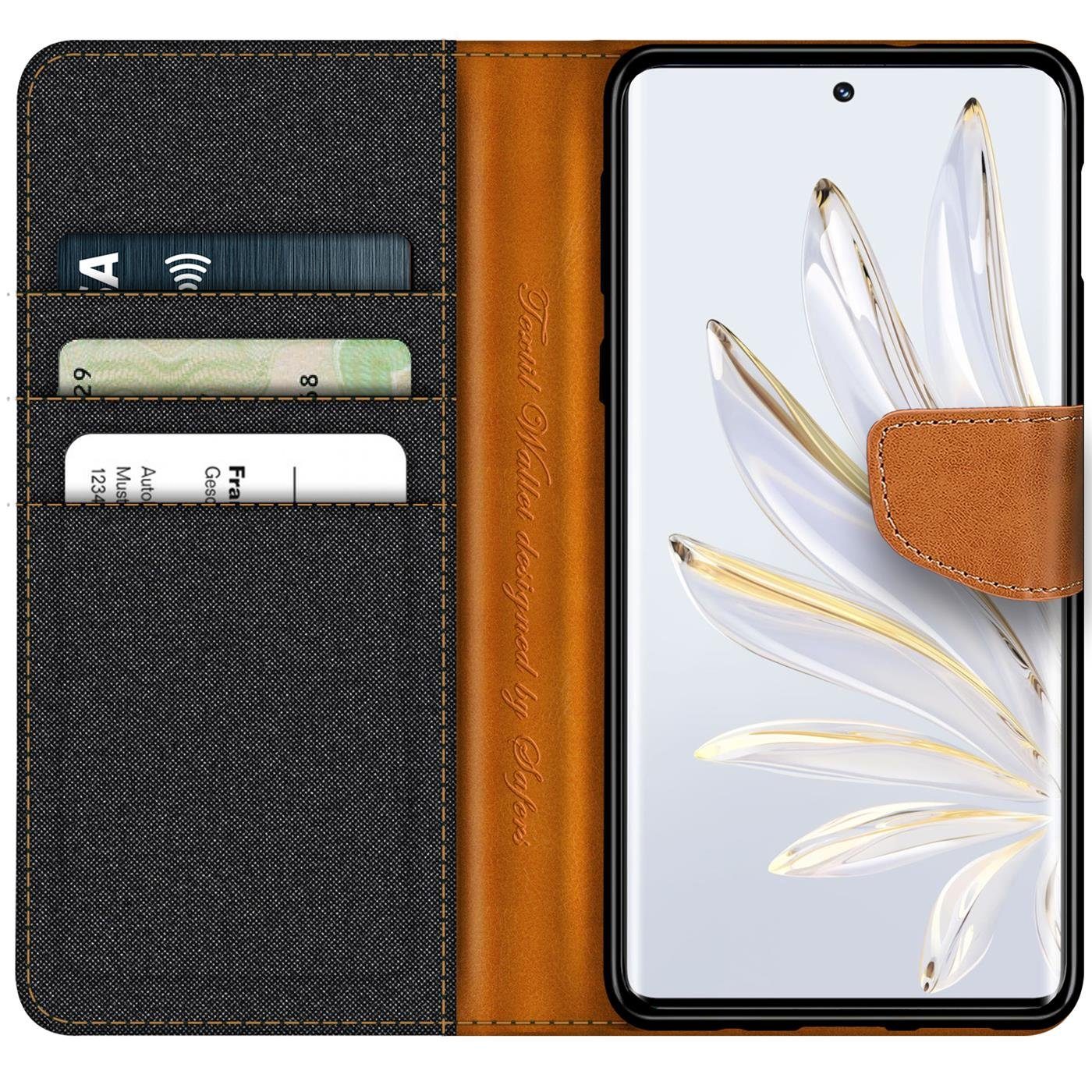 CoolGadget Handyhülle Denim Schutzhülle Flip Case für Honor 70 6,67 Zoll, Book Cover Handy Tasche Jeans Hülle für Honor 70 Klapphülle