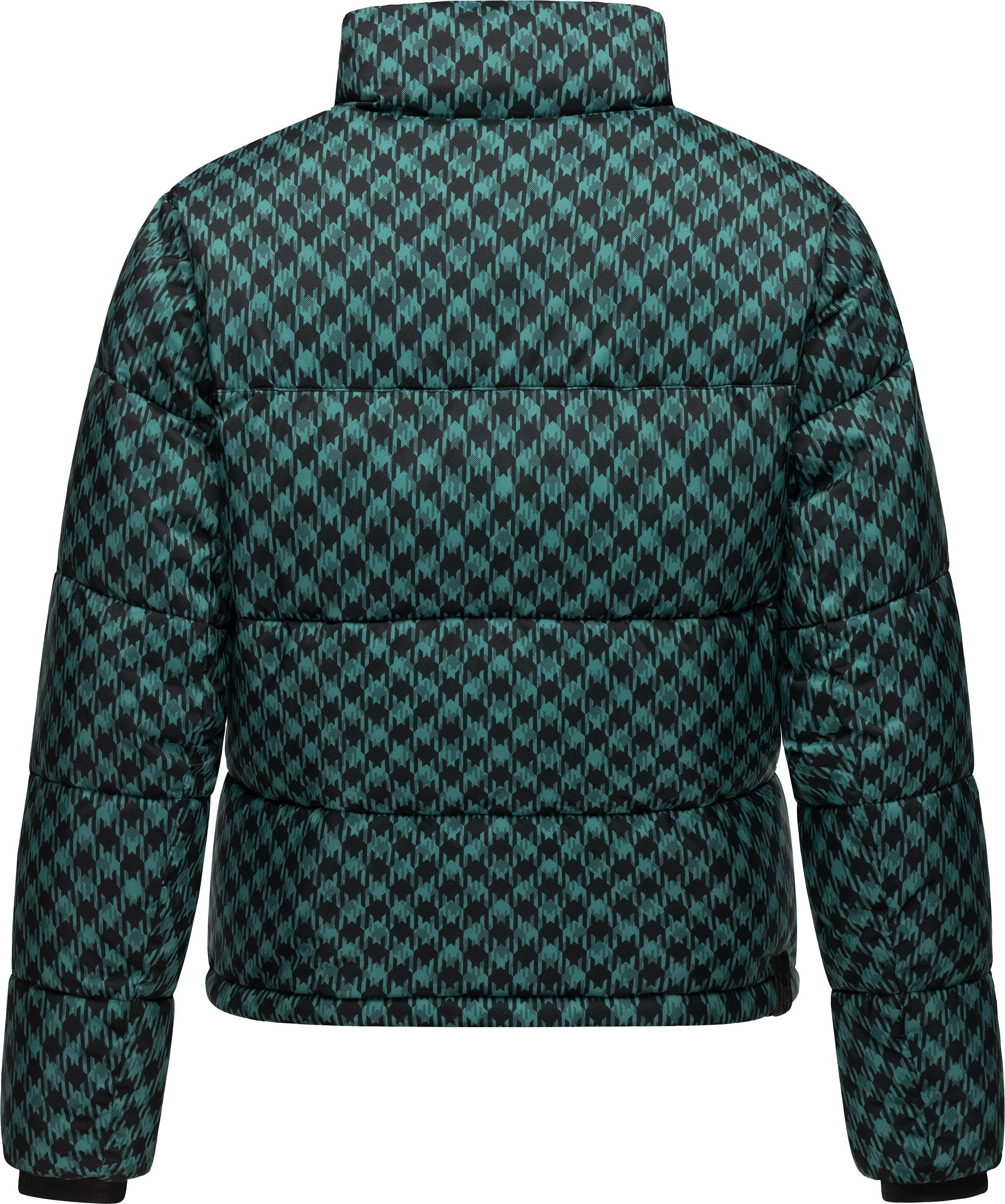 Ragwear Winterjacke Serah Print wasserdichte Winter Steppjacke mit Hahnentritt Muster