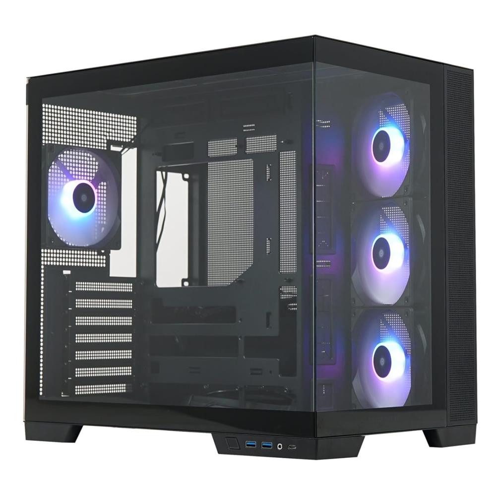 Silentware Корпуса ПК View A-RGB Black, gehärtetes Glas, 4X 120mm RGB Lüfter, 4-Pin-PWM, USB-C, ATX/mATX/ITX