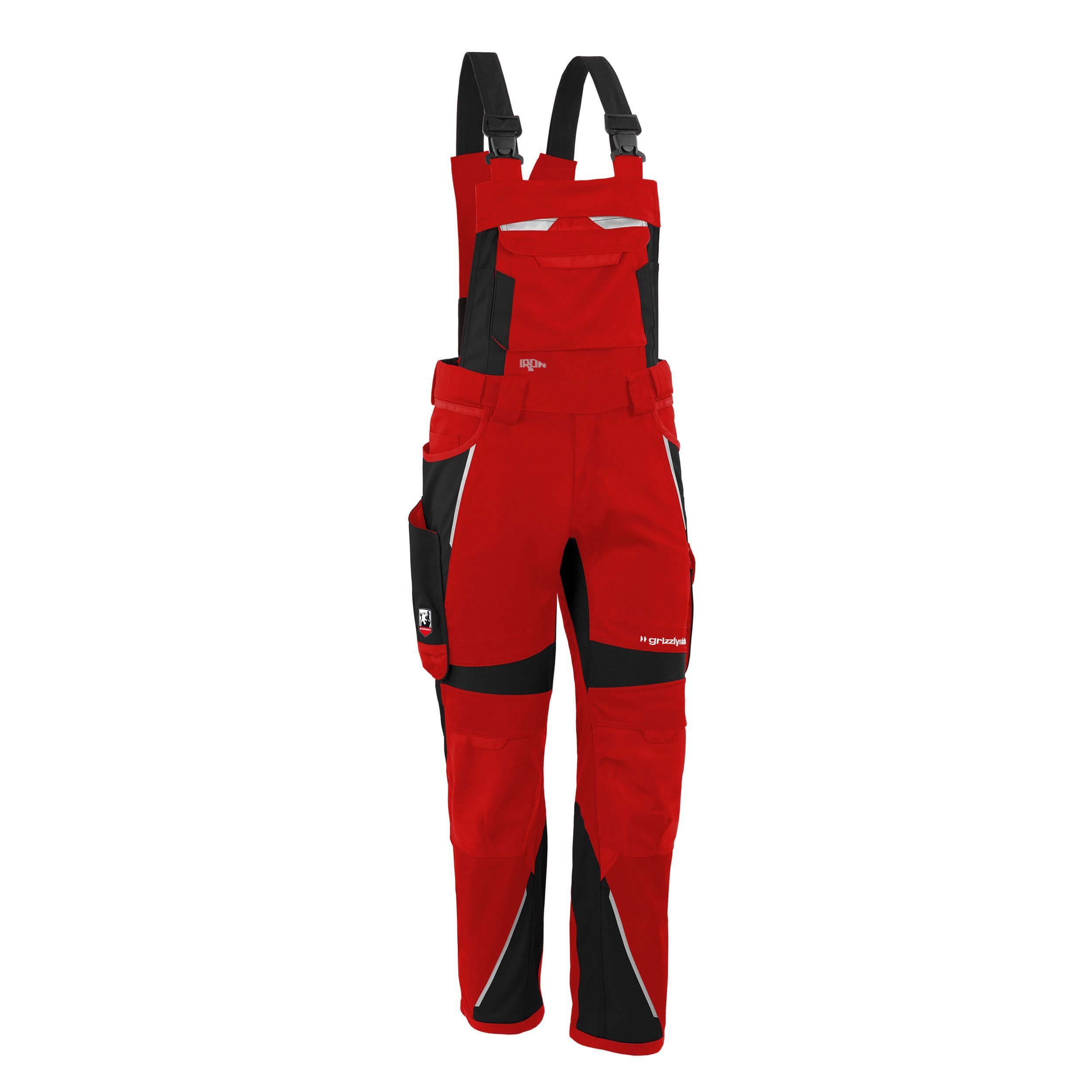 Qualitex Workwear Arbeitslatzhose Latzhose "IRON" rot/schwarz, Gr. S48