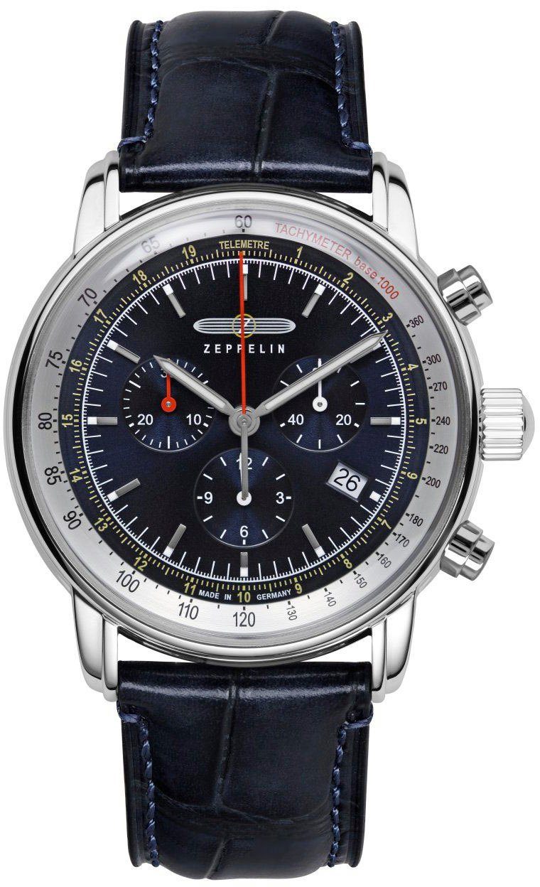 ZEPPELIN Chronograph LZ 14 Marine 8888-3, Armbanduhr, Quarzuhr, Herrenuhr, Datum, Stoppfunktion, Made in Germany
