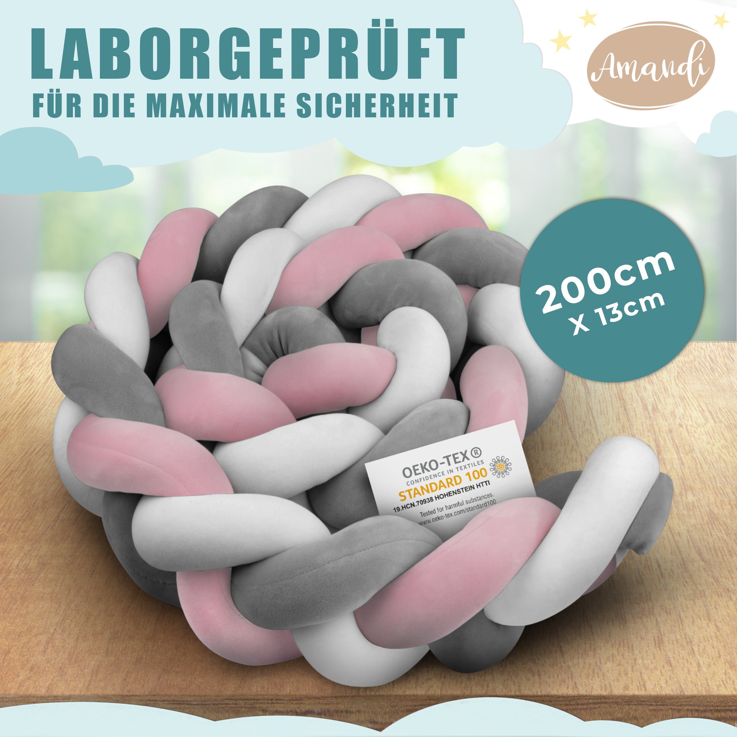 Amandi Bettnestchen - Bettschlange - 2m Bettumrandung fürs Babybett - labor günstig online kaufen