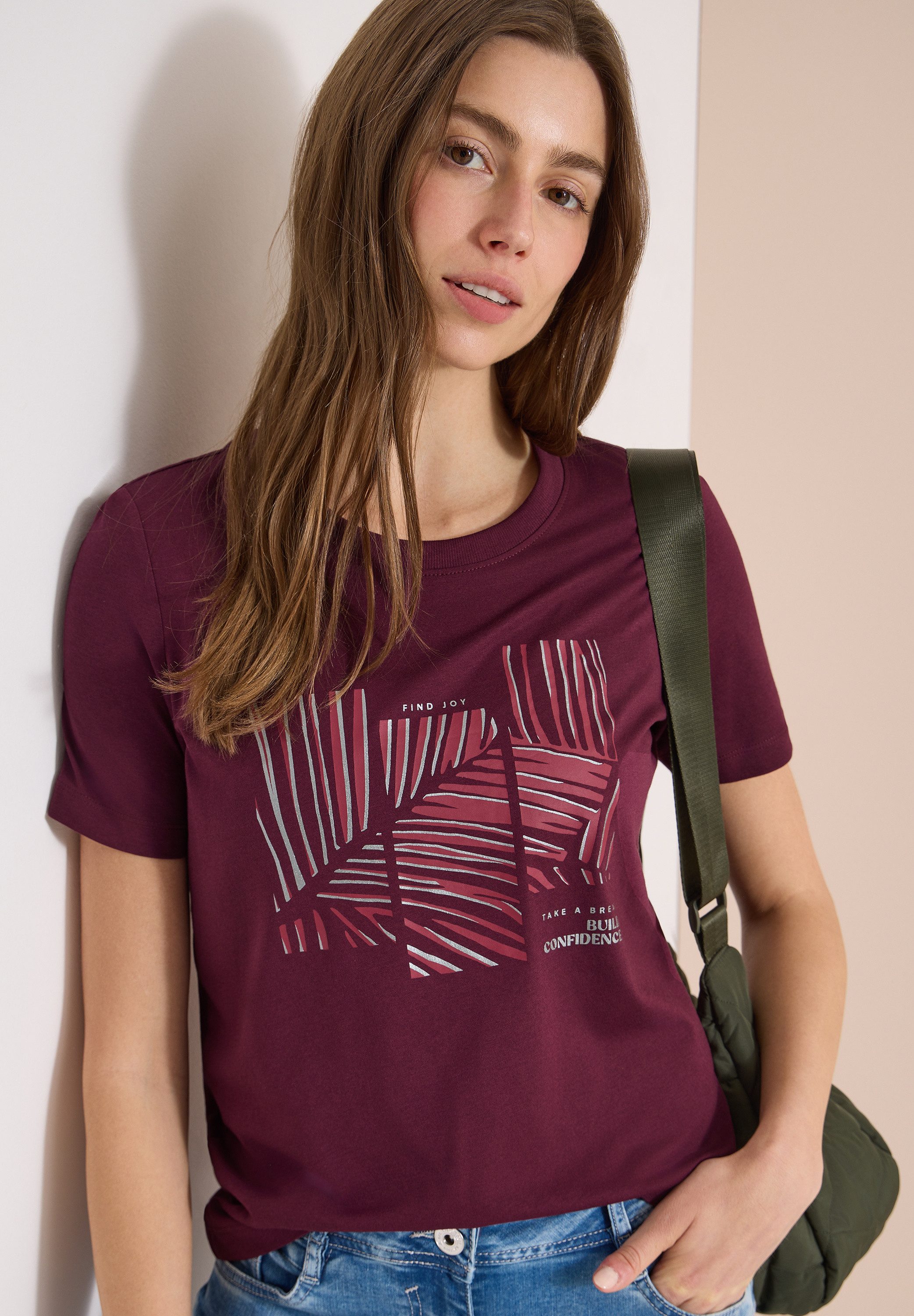 CECIL Kurzarmshirt Style Lea Sommershirt mit Rundhals und Artwork