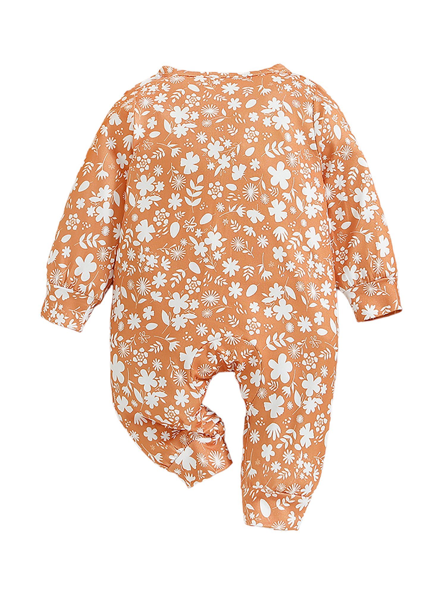 Rundhals Baby Reißverschluss, Langarm Kleidung mit Overall mit LAPA Bodysuit Casual Blumendruck Mädchen Strampler (1-tlg) Gelb