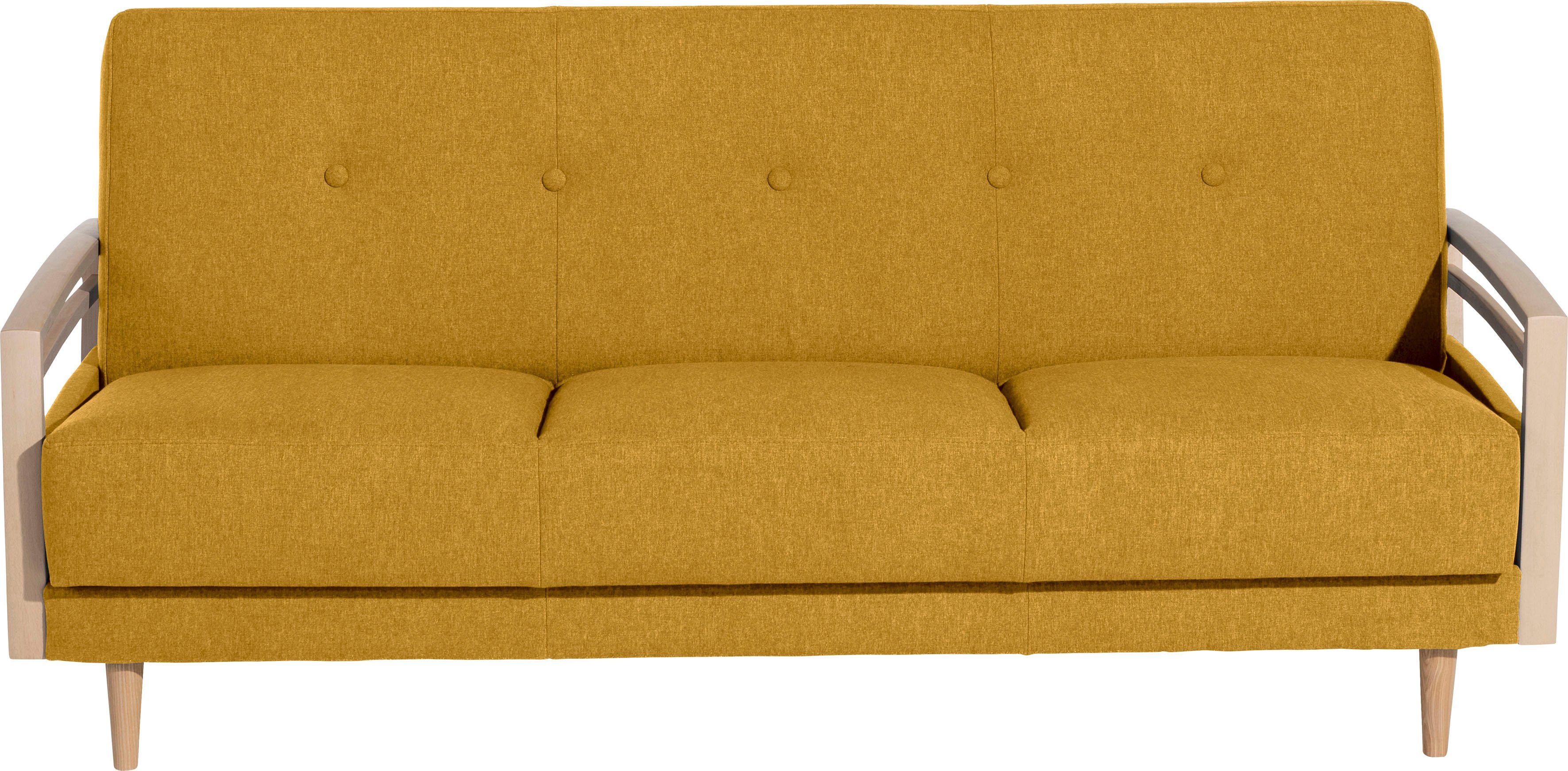 Max Winzer® Schlafsofa Joost, mit Seitenteilen aus massiver Buche gelb