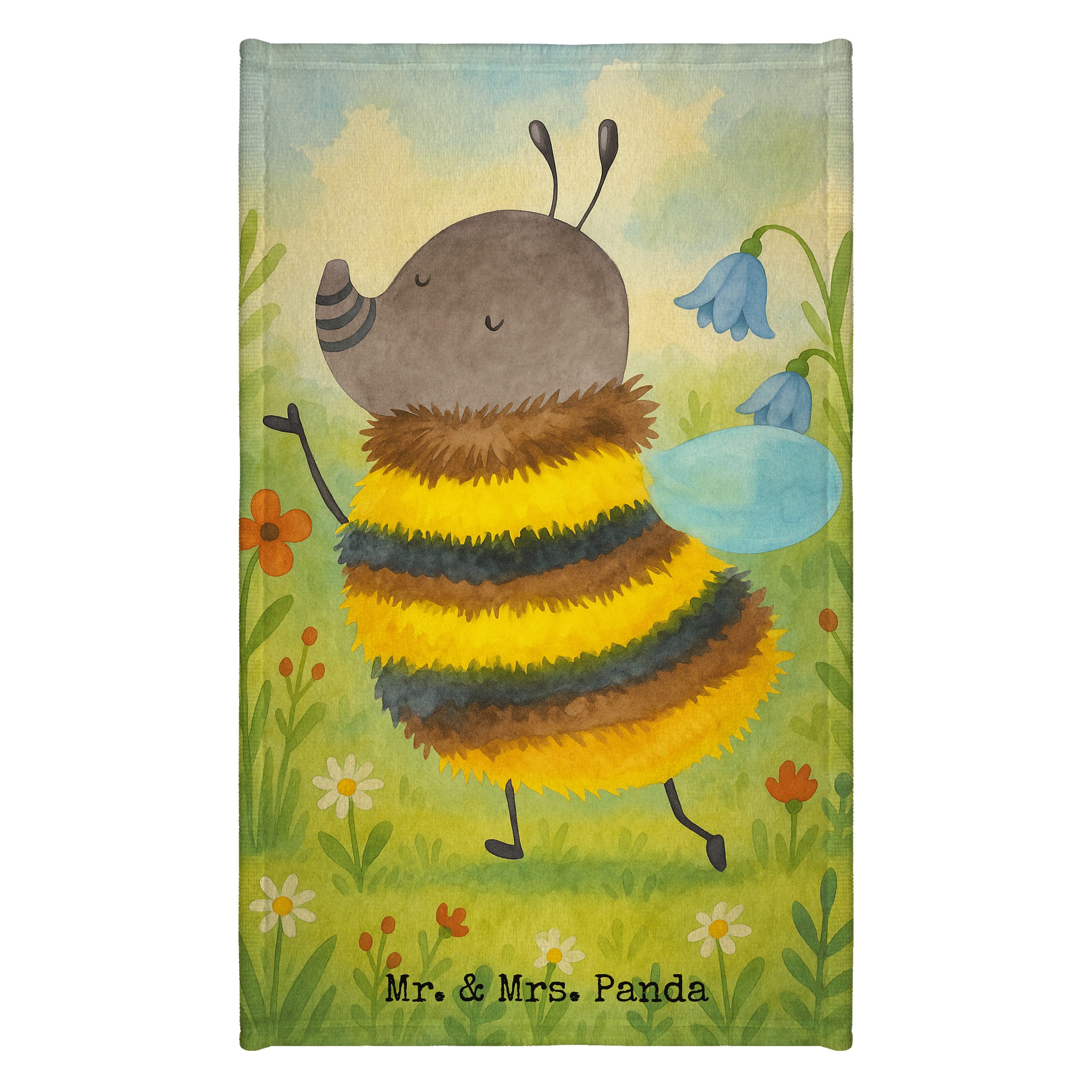 Mr. & Mrs. Panda Handtuch Hummel flauschig Design, Handtuch, Weiß, Biene, Frotteetuch, Lustige, Kunstfaser (Packung), Handtuch Klein Natur Gästehandtuch Bunt