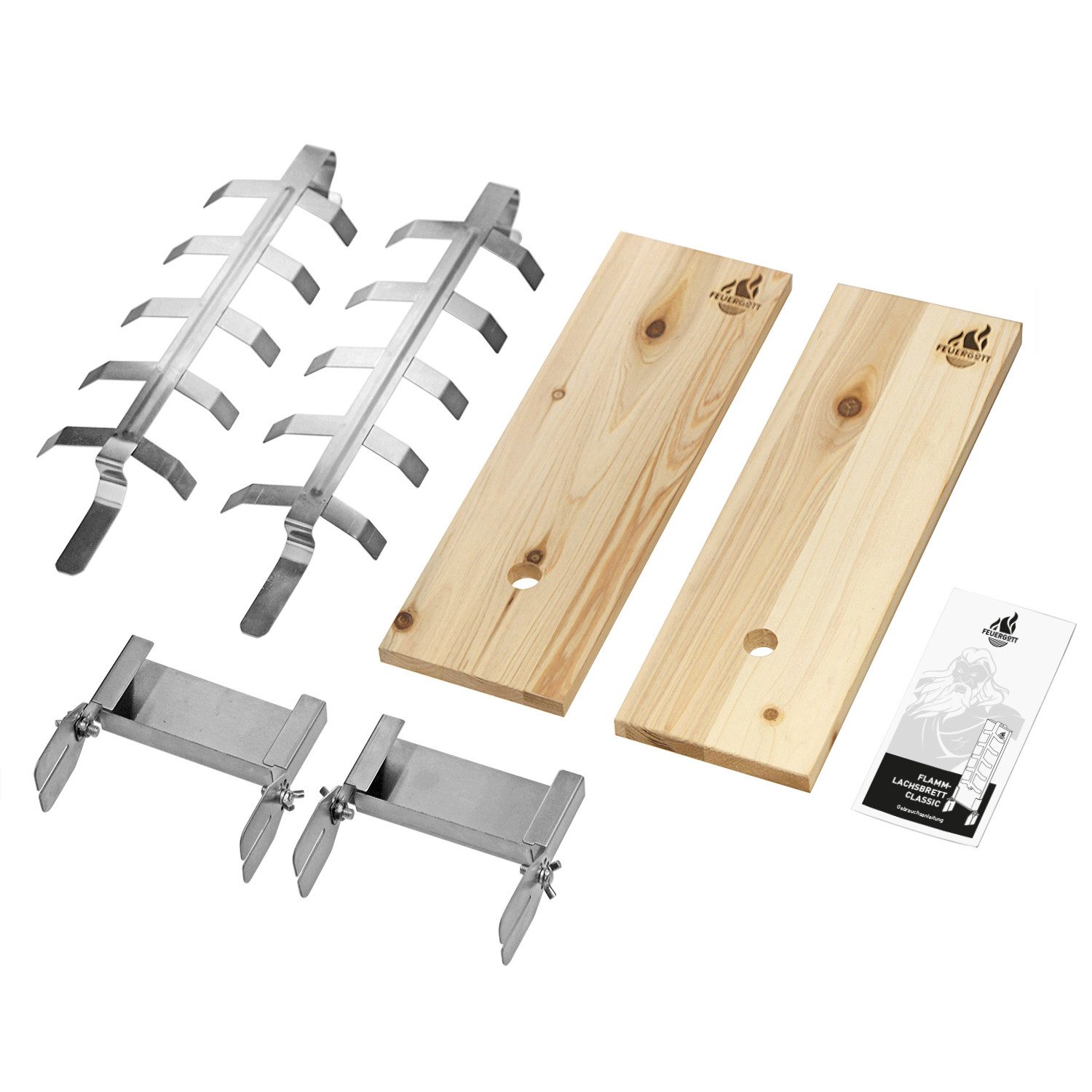 Feuergott Aromaplanke FEUERGOTT Flammlachsbrett Classic 2er-Set, Edelstahl
