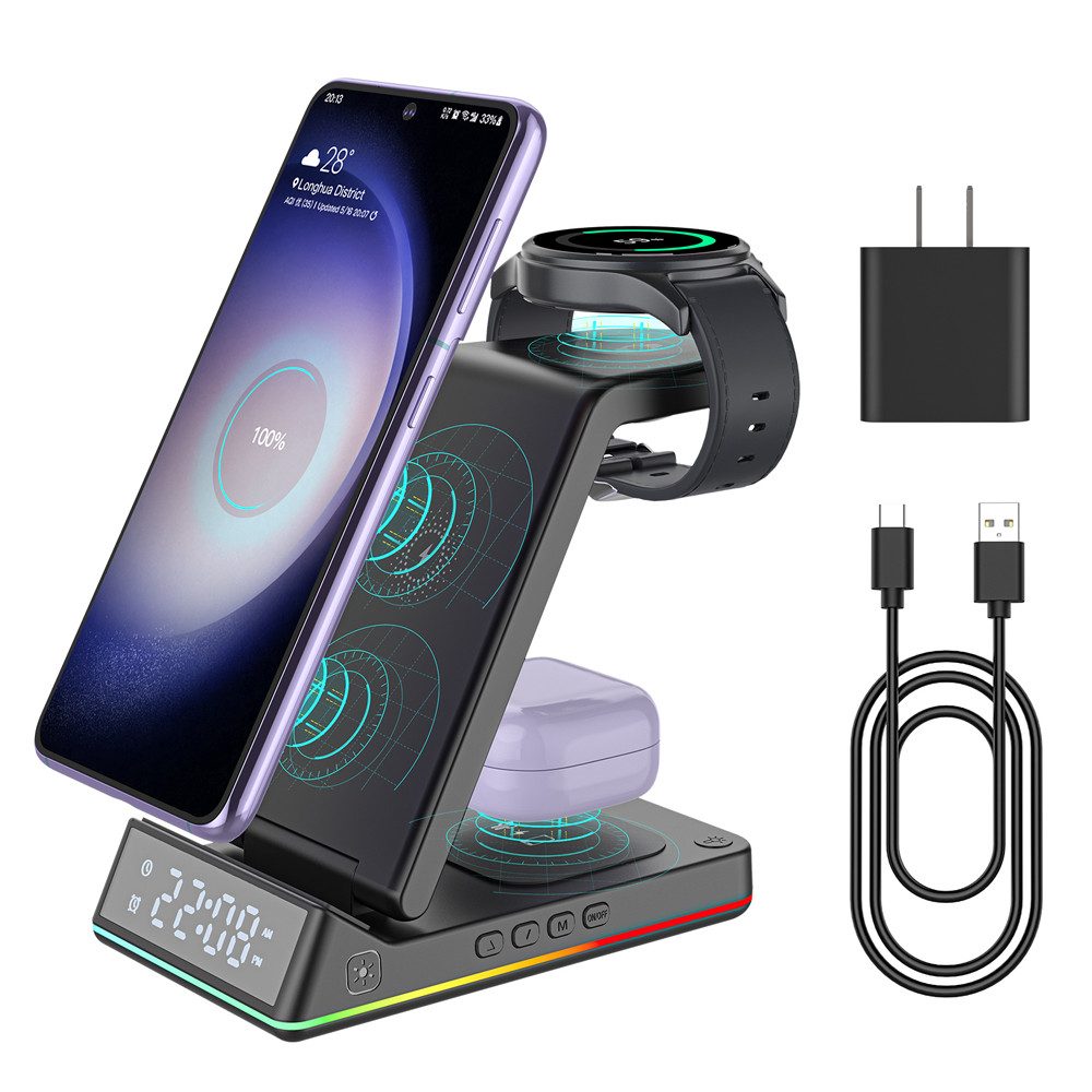 AeroAxis 3 in 1 Multifunktion Faltbarer Wireless Charger Induktions-Ladegerät Ladestation (Schnellladegerät, Kabelloses induktives Laden für Samsung S24 S23 S22)