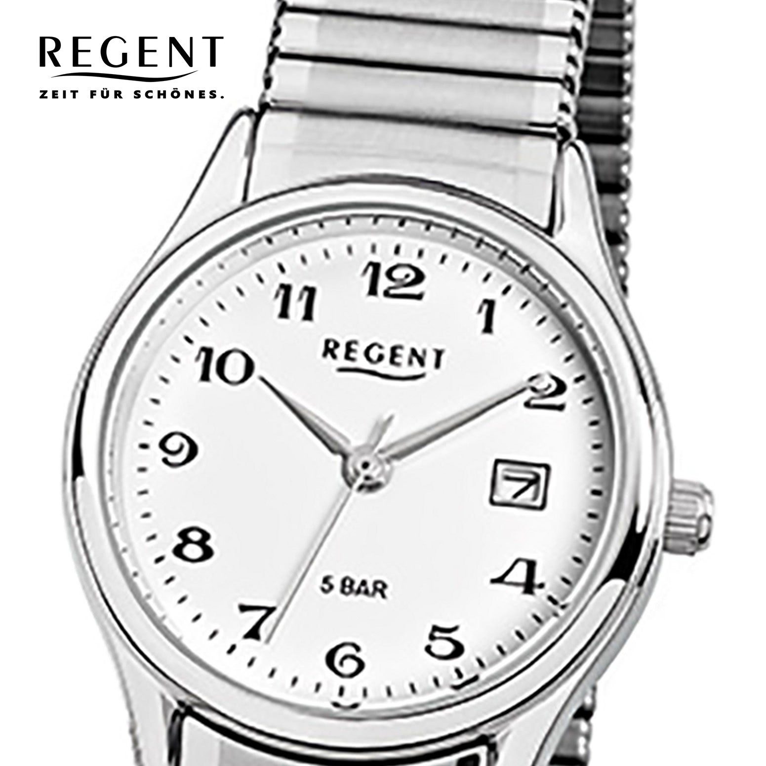 29mm), Herren-Armbanduhr Edelstahlarmband Damen, (ca. Quarzuhr rund, Damen silber, Regent Regent Armbanduhr klein Herren