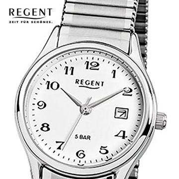 Regent Quarzuhr Regent Damen Herren-Armbanduhr silber, Damen, Herren Armbanduhr rund, klein (ca. 29mm), Edelstahlarmband