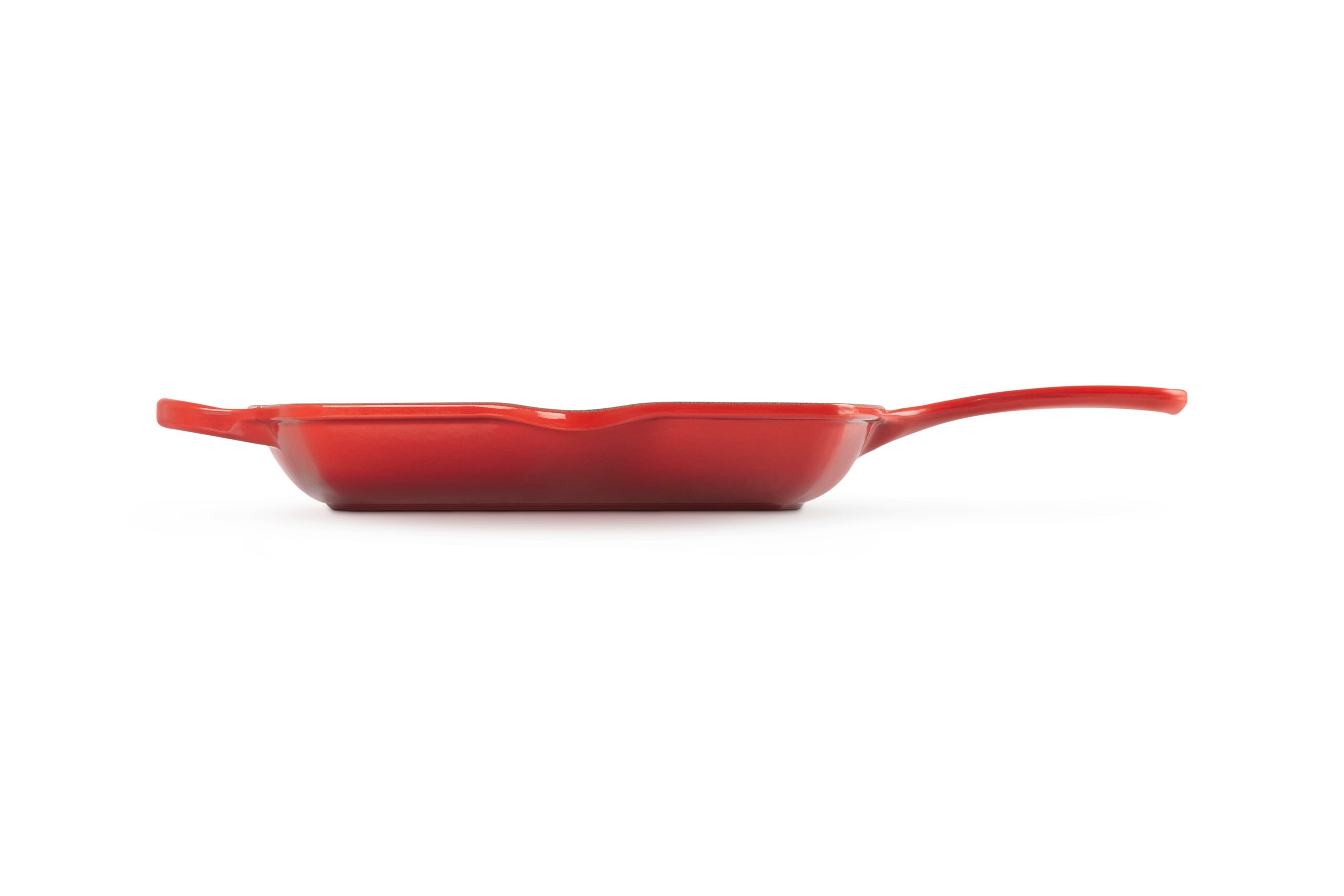 LE CREUSET Grillpfanne Signature, Quadratisch, Gusseisen, 26 cm, Für alle Herdarten geeignet, 2,86 kg, Kirschrot, 20183260600422