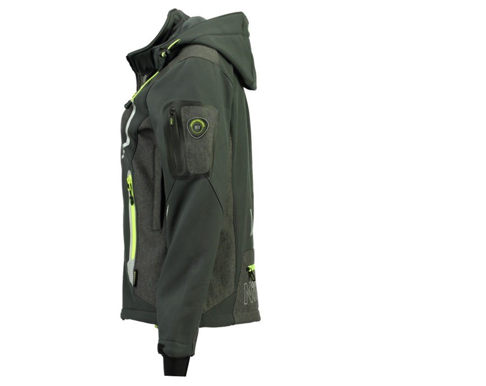 Geographical Norway Softshelljacke Damen Softshell Outdoor Wander Sport Jacke in Unifarbe, mit abnehmbarer Kapuze, mit Stehkragen