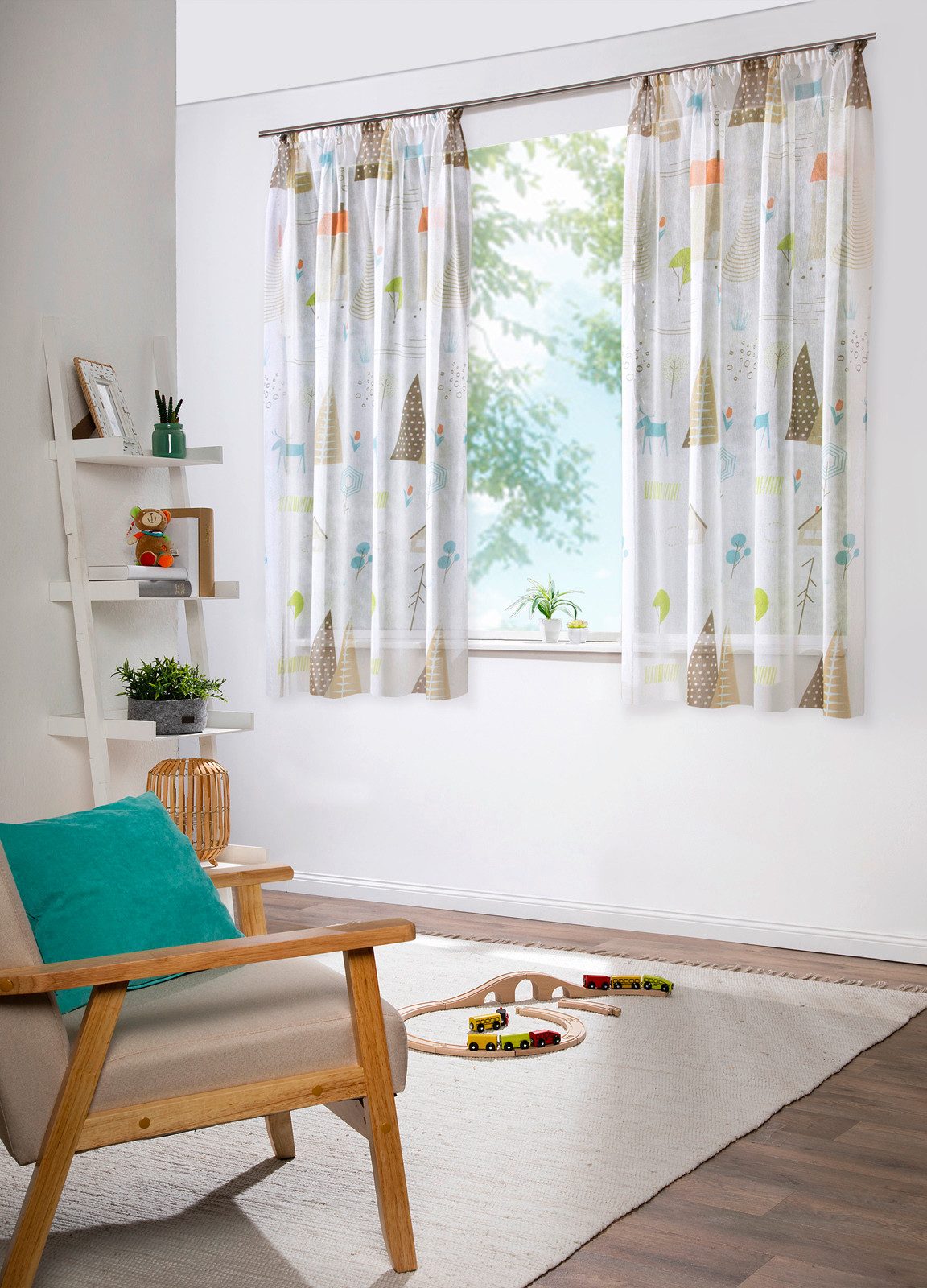 heimtexland Vorhang Skandi Dekoschal Gardine Kinderzimmer Natur Bunt (1 St) günstig online kaufen