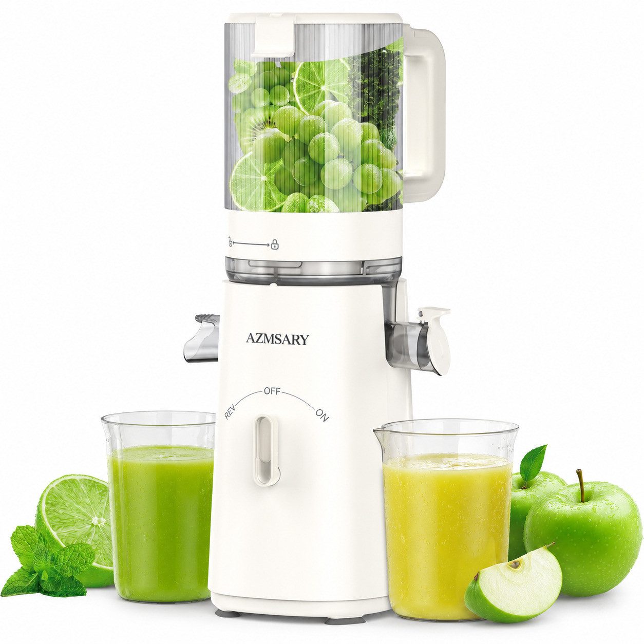 Azmsary Slow Juicer 119mm Entsafter mit großer Öffnung Für ganze Früchte und Gemüse, 150 W