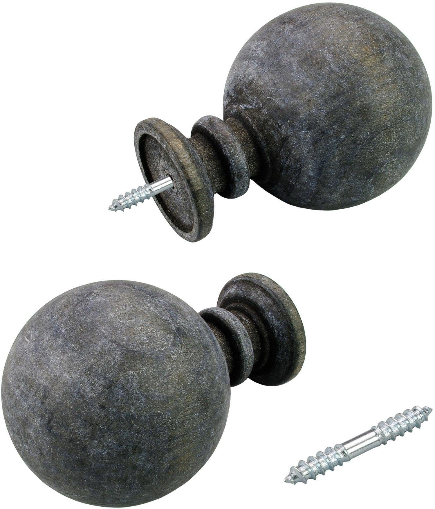 Liedeco Gardinenstange Terra Kugel, Ø 28 mm, 1-läufig, Fixmaß, verschraubt, Holzwerkstoff