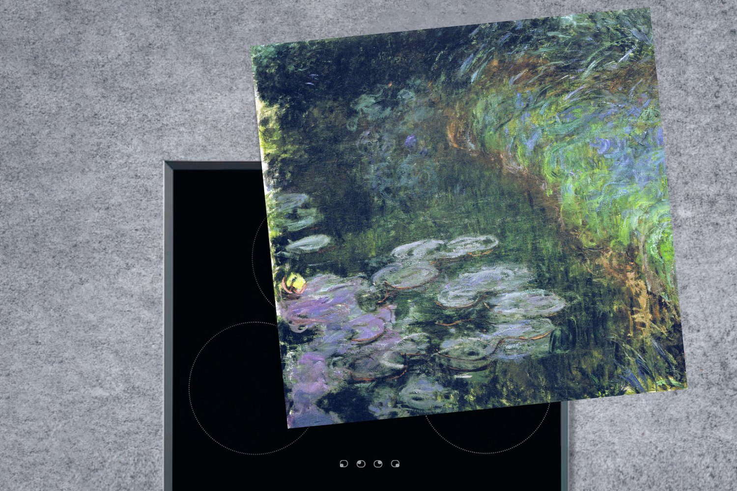 MuchoWow Herdblende-/Abdeckplatte tlg), - (1 78x78 Seerosen Monet, küche Vinyl, für Claude cm, Arbeitsplatte Ceranfeldabdeckung