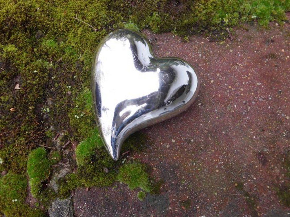 Deko-Impression Skulptur Zauberhaftes Herz Keramik Geschenk altsilber Impressionen 14 lackiert St) (1