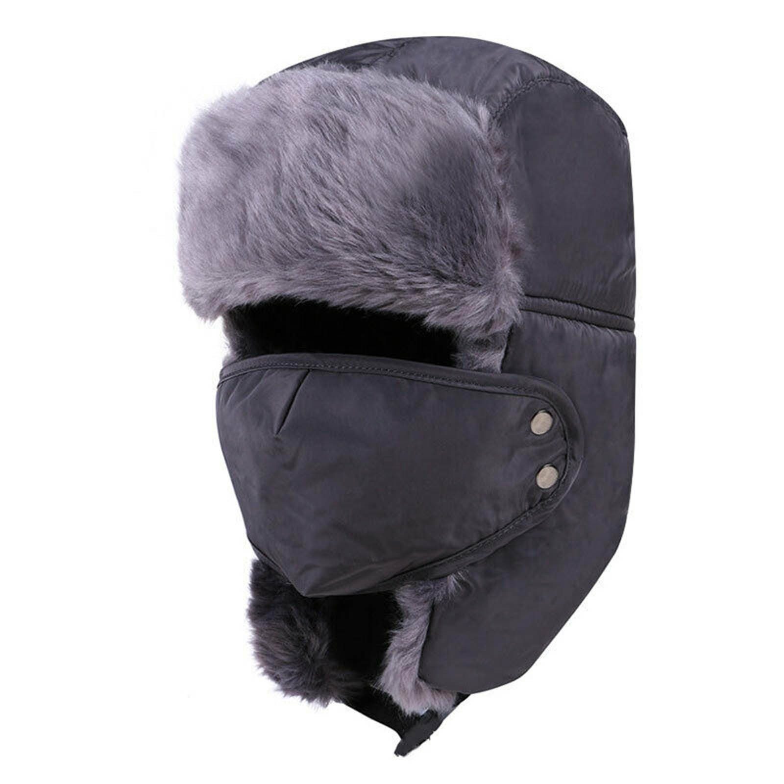 Hüte Blusmart Fleecemütze Winter Warme Winddicht Ohr Kälte-Proof Outdoor Kappe Plüsch grau