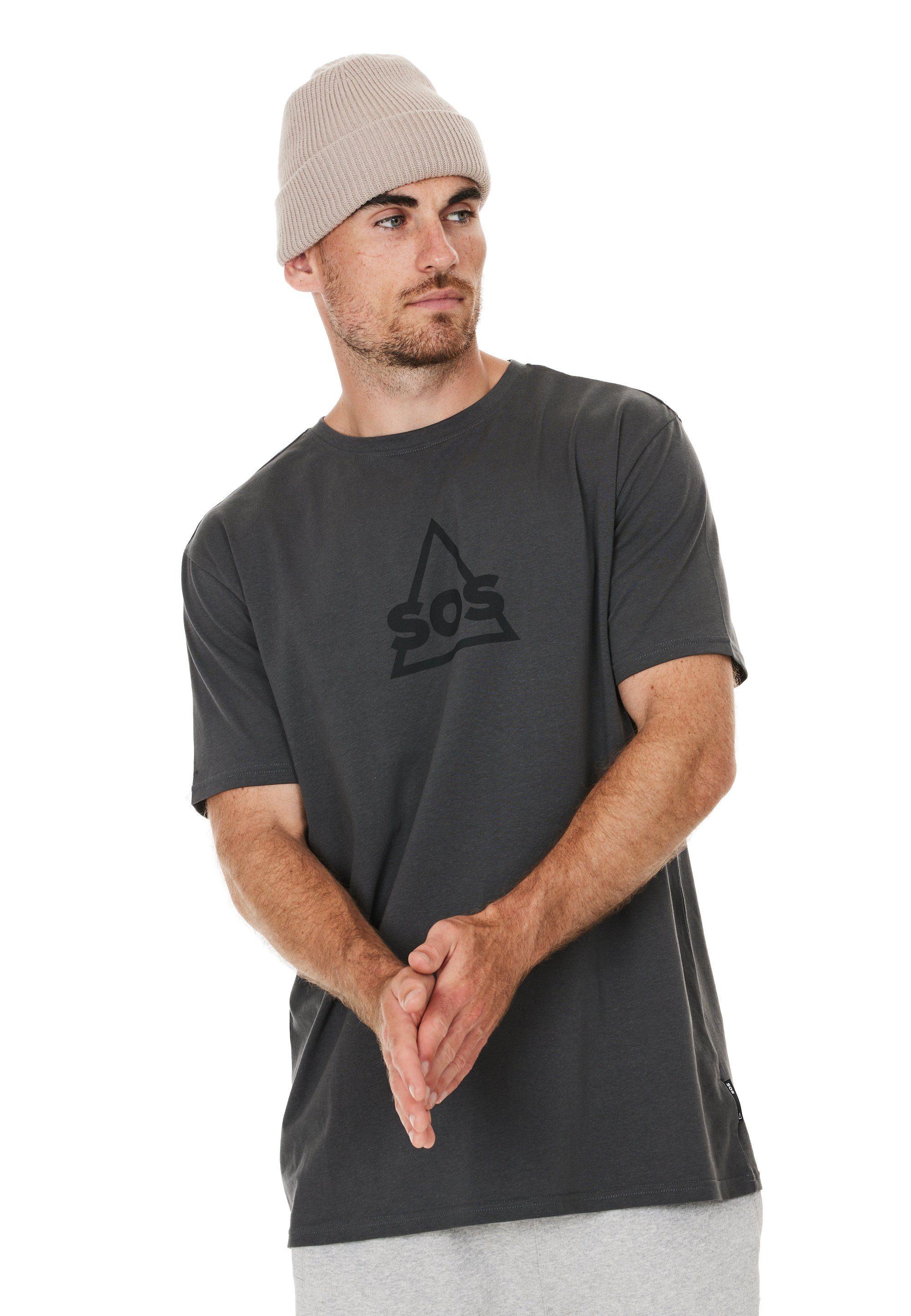 SOS T-Shirt Kvitfjell mit großem Markenlogo auf der Brust grau