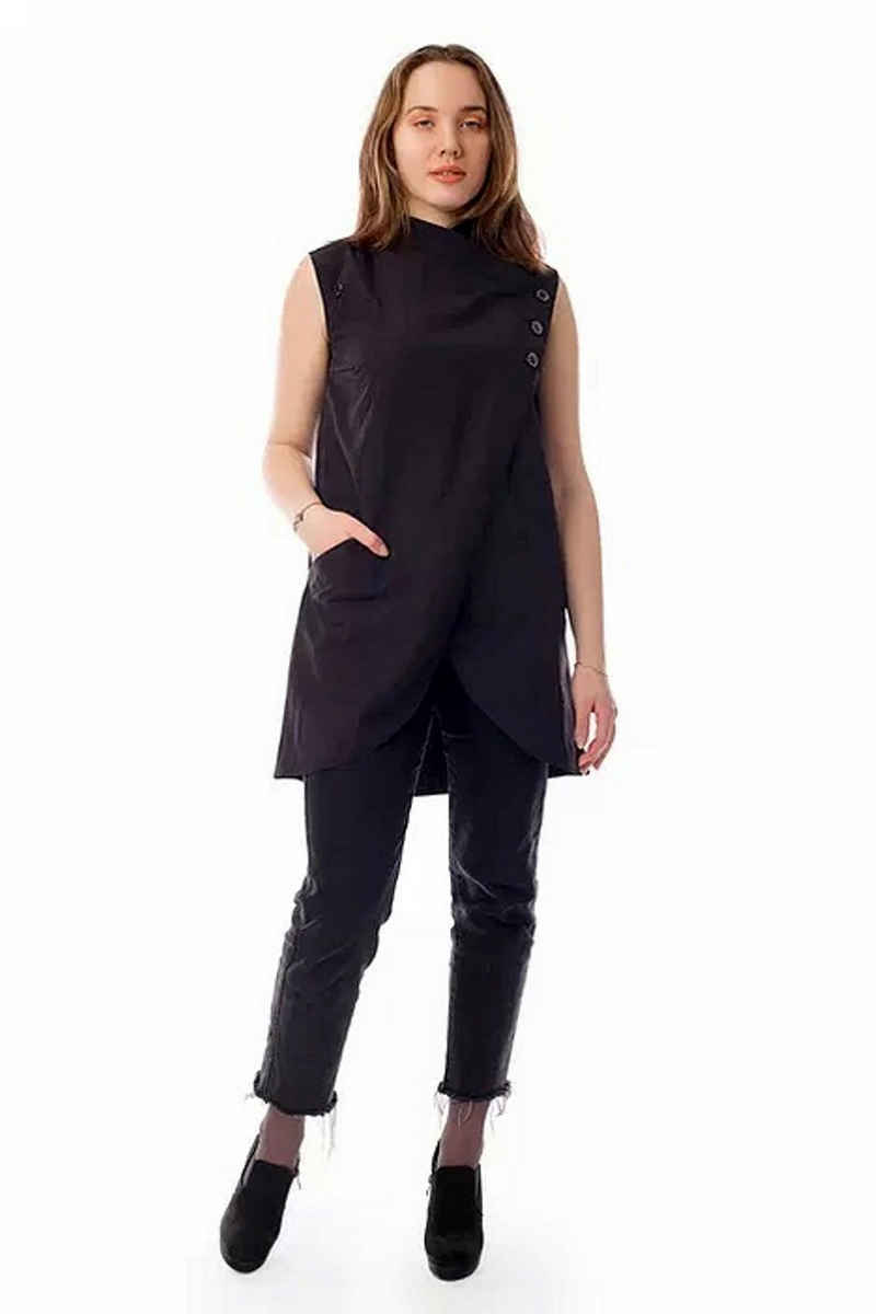 STM Company Kittelschürze Kasack Tunic mit asymmetrischen Schnitt, (mit Taschen, Kurze Ärmel, für Friseure, Kosmetikerinnen, Beauticians), Arbeitskleidung & Berufsbekleidung