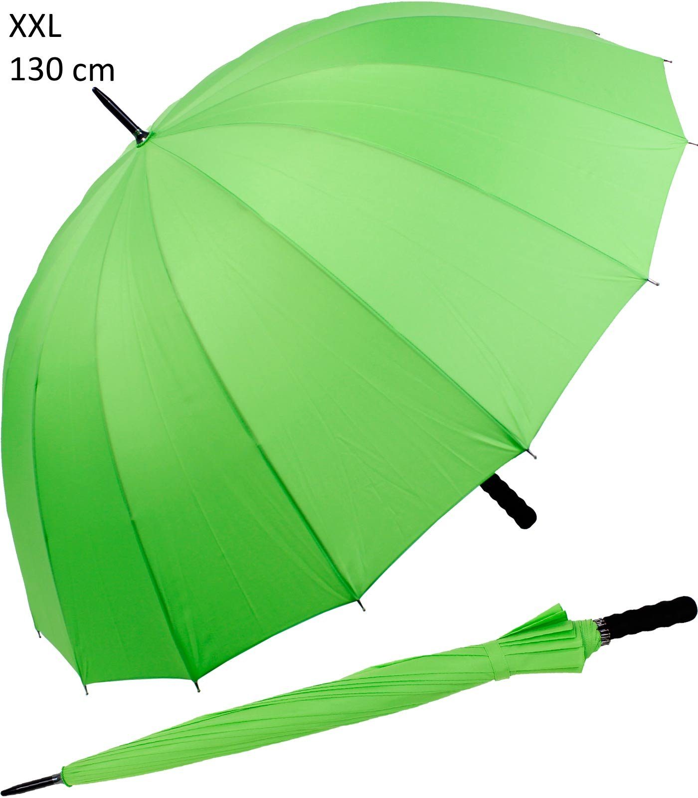 iX-brella Stockregenschirm XXL 130 cm Durchmesser Golf-Partnerschirm, 16-teiliges Dach, mit leichtem Fiberglasgestell