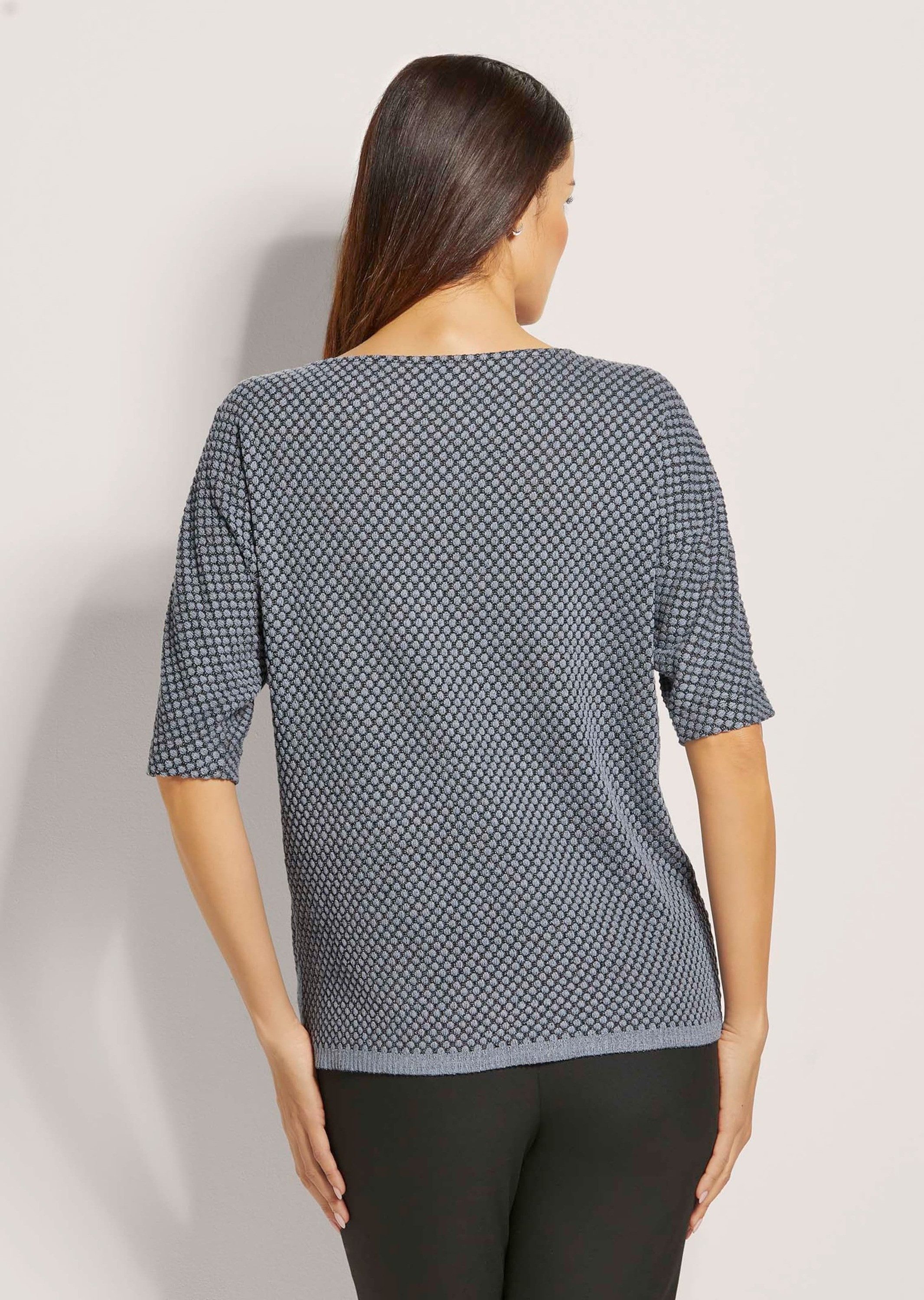 MADELEINE 3/4-Arm-Shirt Oversize-Shirt mit Fledermaus-Ärmeln Uni-Design und U-Boot-Ausschnitt für modernen Look