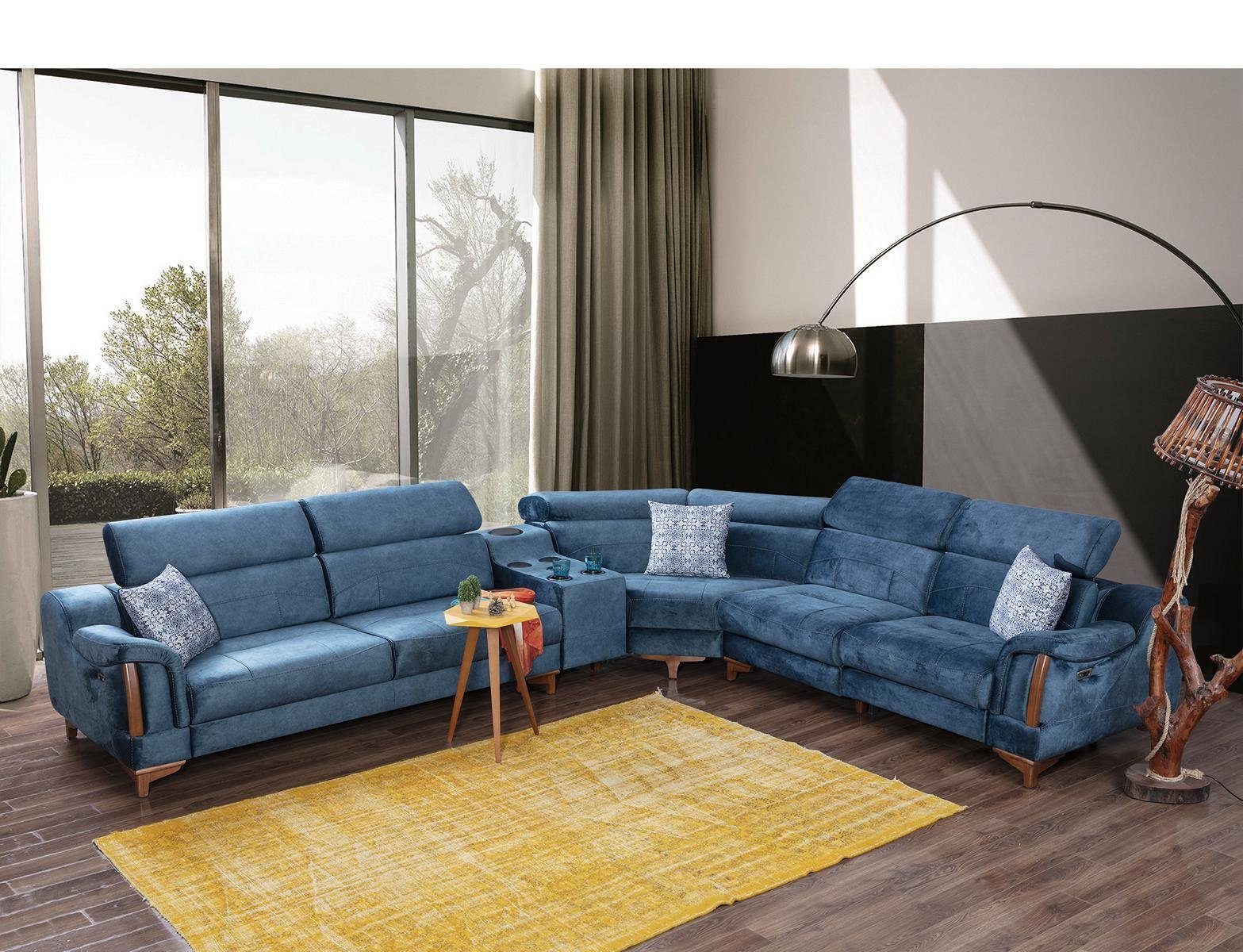 JVmoebel Ecksofa Wohnzimmer Ecksofa L-Form Sofa Couch Modern Design Möbel Textil, 6 Teile, Made in Europa