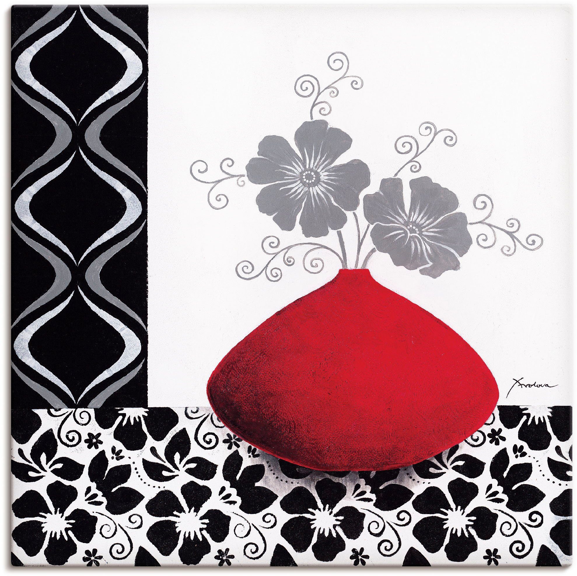 Artland Wandbild Blumenmuster, Vasen & Töpfe (1 St), als Leinwandbild, Плакат, Wandaufkleber in verschied. Größen