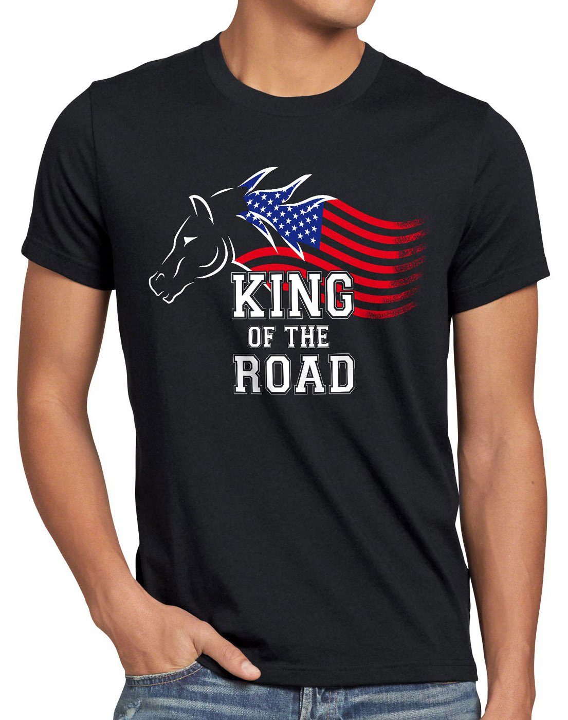 King usa Car America Muscle Amerika motor T-Shirt tuning Print-Shirt Road Herren the auto schwarz style3 of