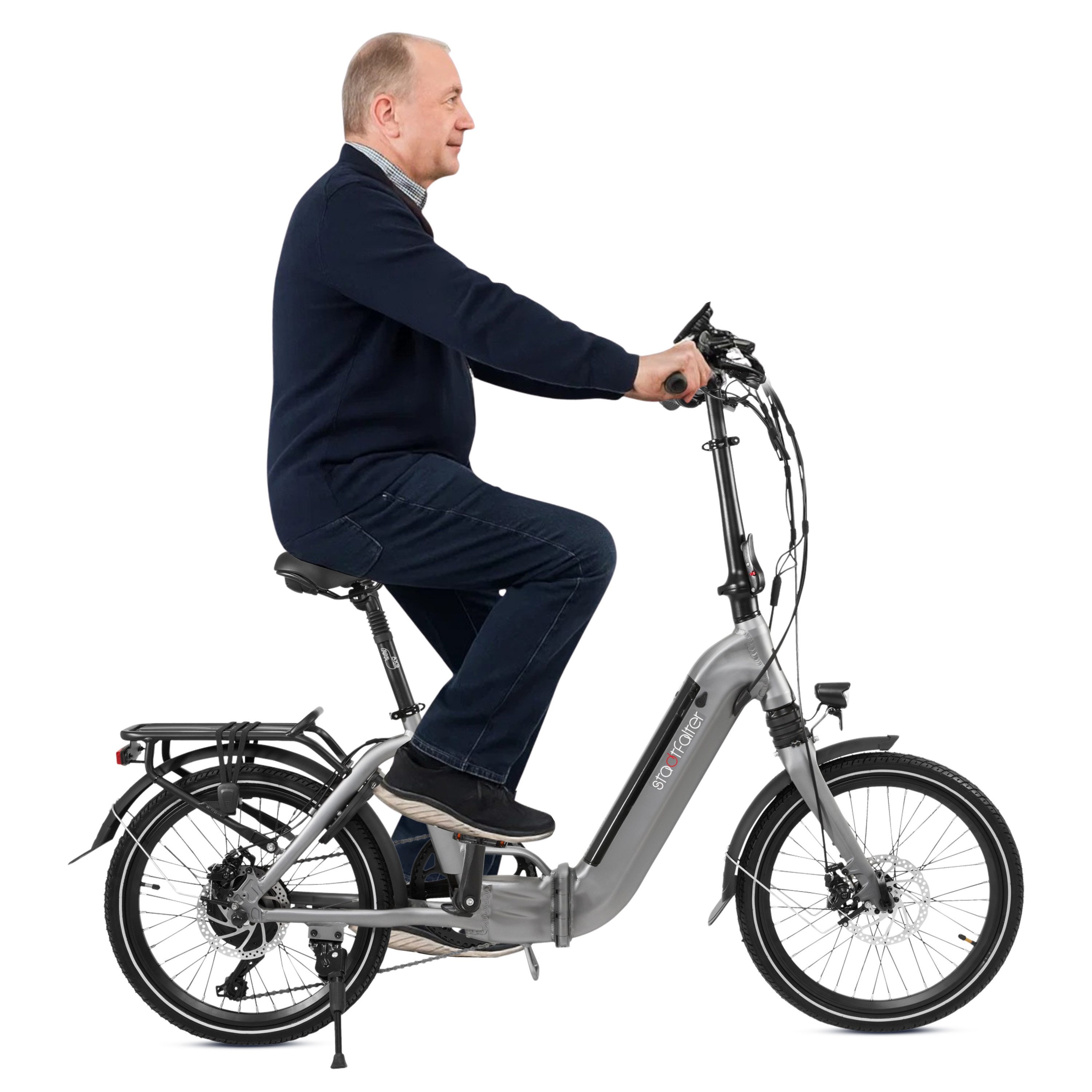 AsVIVA E-Bike Faltrad B13 20 Zoll Klapprad, 6 Gang Shimano Tourney Tourney Schaltwerk, Kettenschaltung, Heckmotor, 504 Wh, (Inkl. Samsung-Akku-Ladegerät, Schloss, Montagewerkzeug (95% vormontiert), 36 V / 14 Ah Samsung Akku, Heckmotor bis 25 km/h, sehr tiefer Einstieg